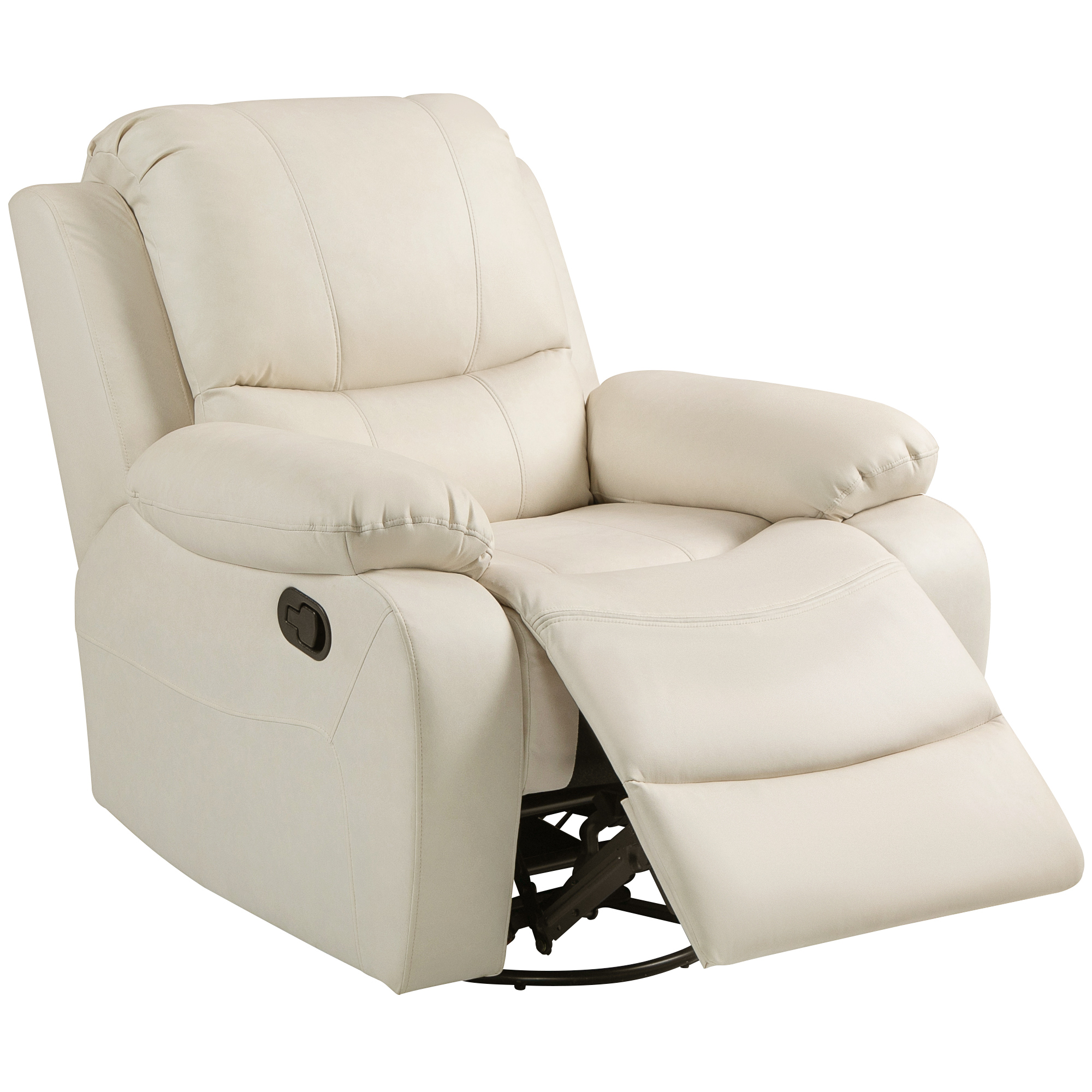 HOMCOM Relaxstoel, verstelbare leuning & voetsteun, draaibaar, tot 150 kg, stalen frame, 93x100x98cm, Crèmewit