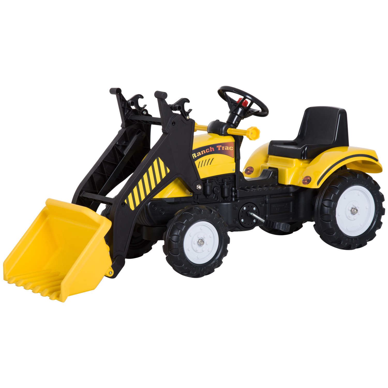 HOMCOM Trapauto met frontlader tractor traptractor vanaf 3 Jaar speelgoed kinderen zwart