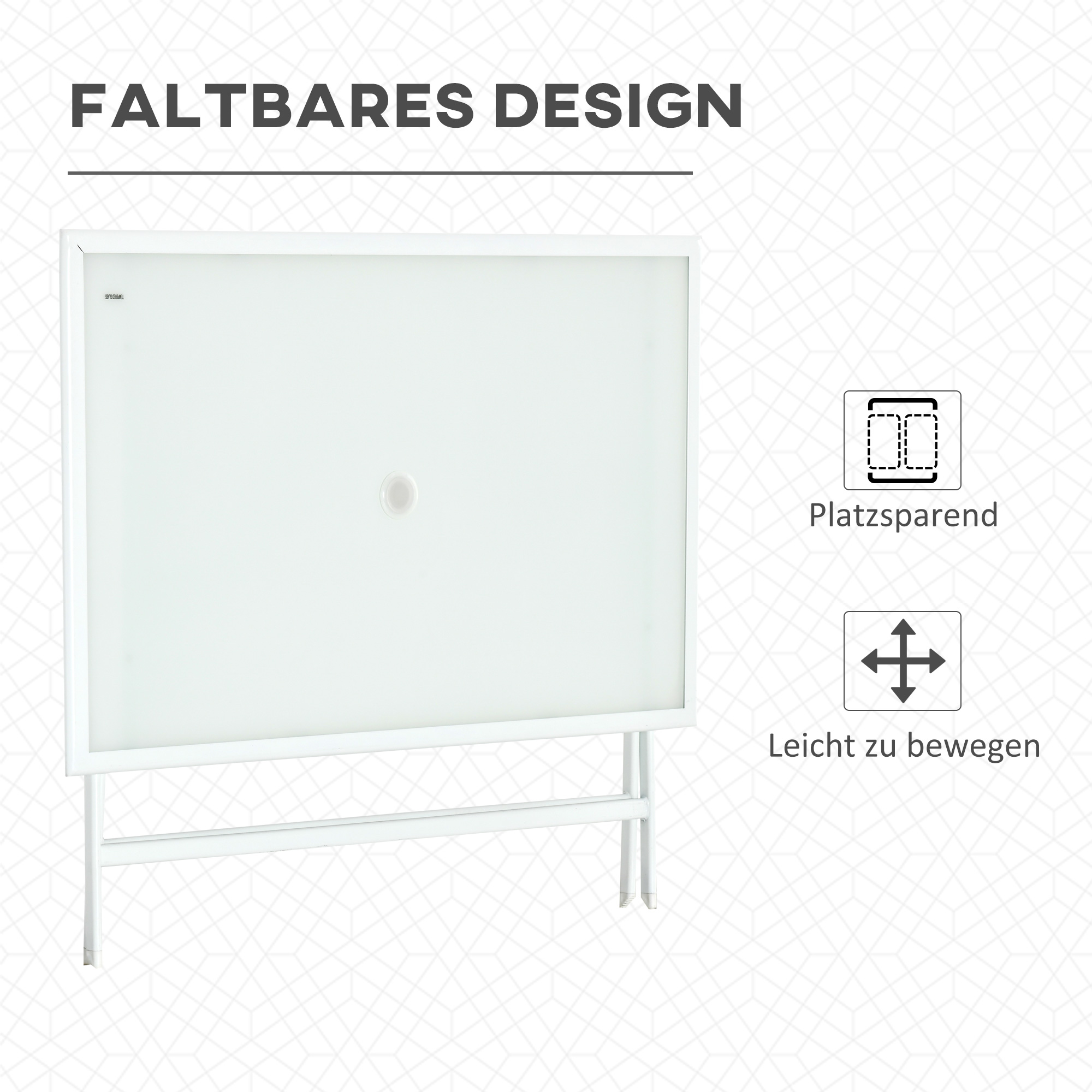 Outsunny klaptafel tuintafel met parasolgat klaptafel metaal glas wit