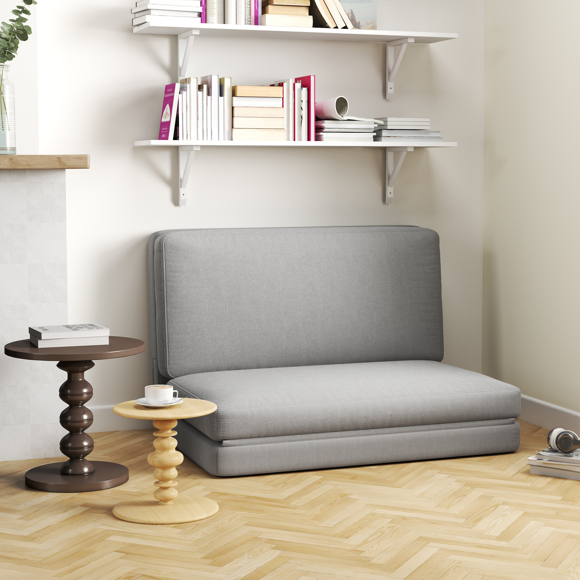 HOMCOM 2-in-1 opvouwbare Relaxstoel, Gastenmatras, deelbaar, 120 cm breed, Lichtgrijs