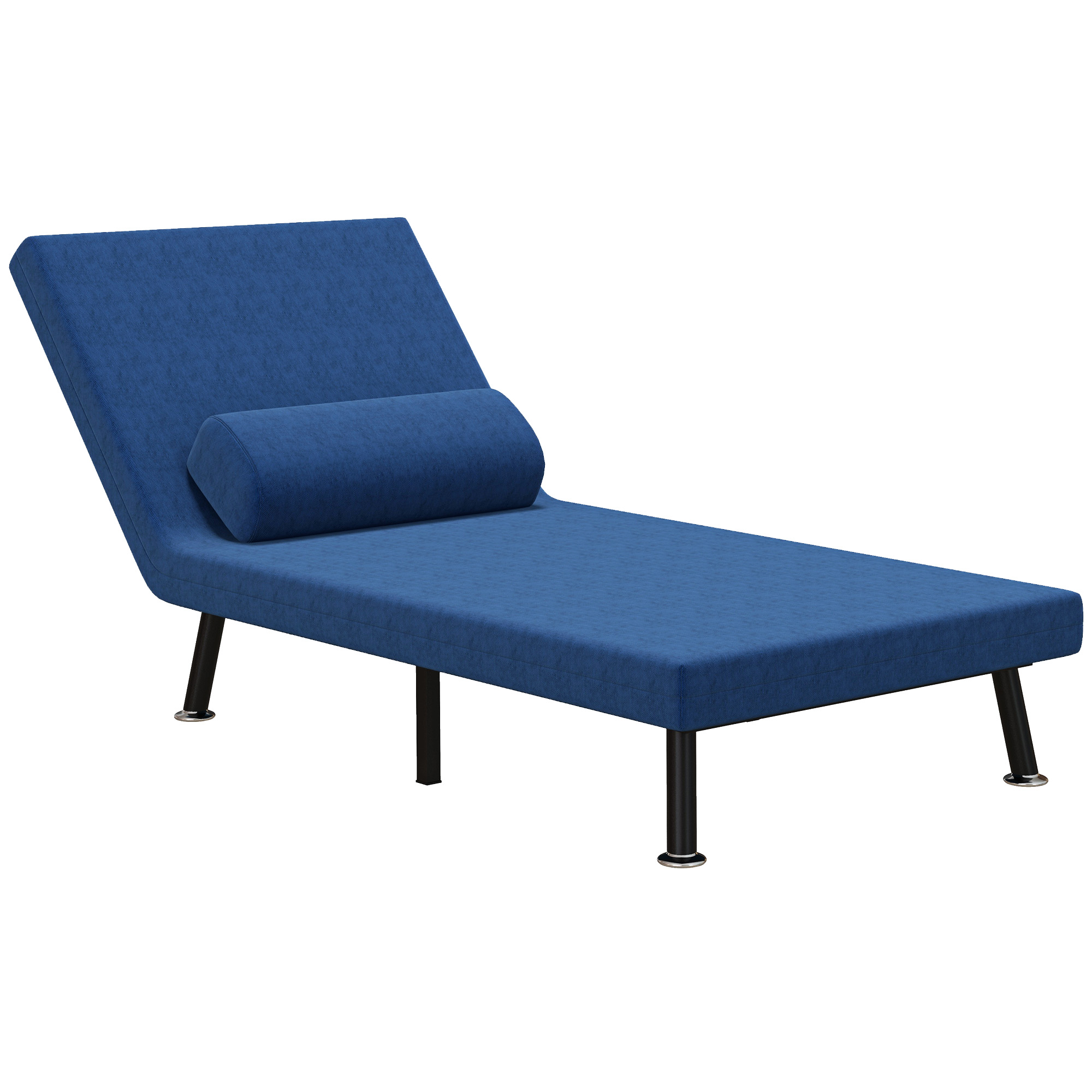 HOMCOM Slaapfauteuil, Relaxfauteuil en Logeerbed, Verstelbare Rugleuning, Afneembare Hoes, Marineblauw