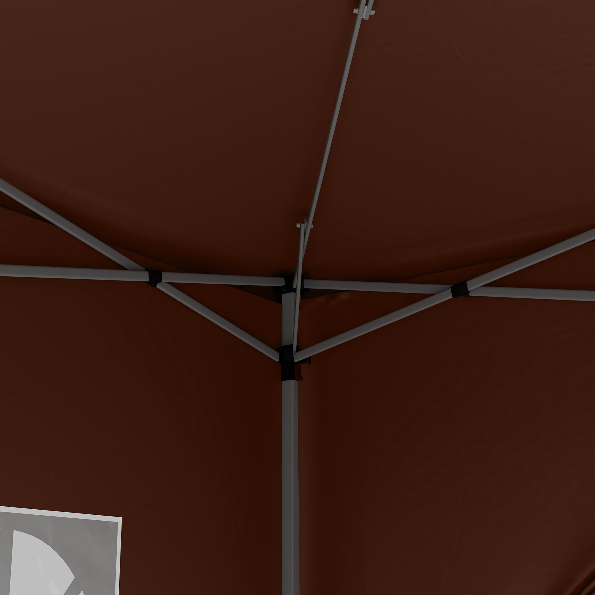 Outsunny 3 x 3 m Paviljoen met 4 zijwanden, ramen, feesttent met UV-bescherming, tuinpaviljoen incl. draagtas, Staal, Koffie
