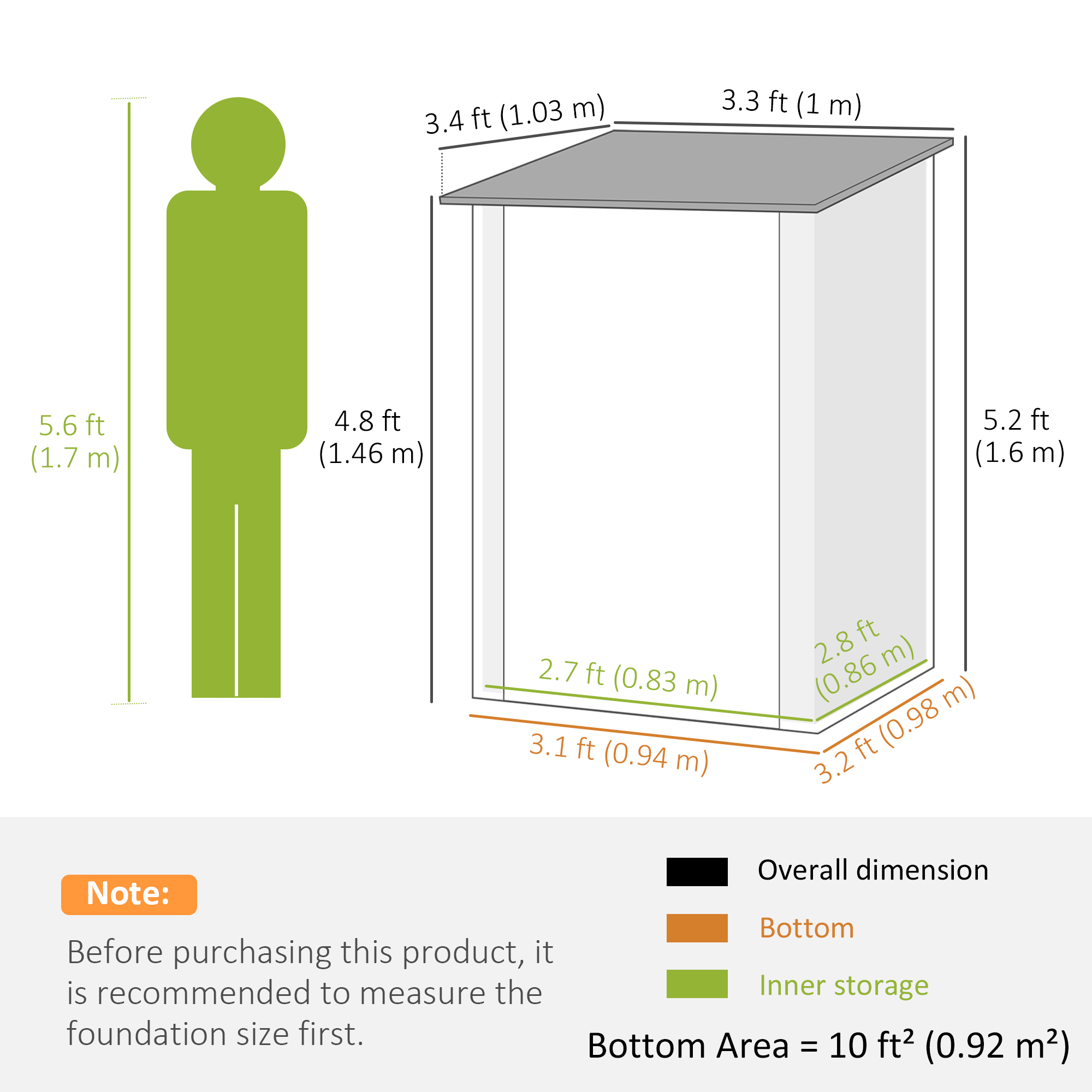 Outsunny tuinhuis van metaal 0.92 m², metalen tuinhuisje voor balkon en terras, bruin