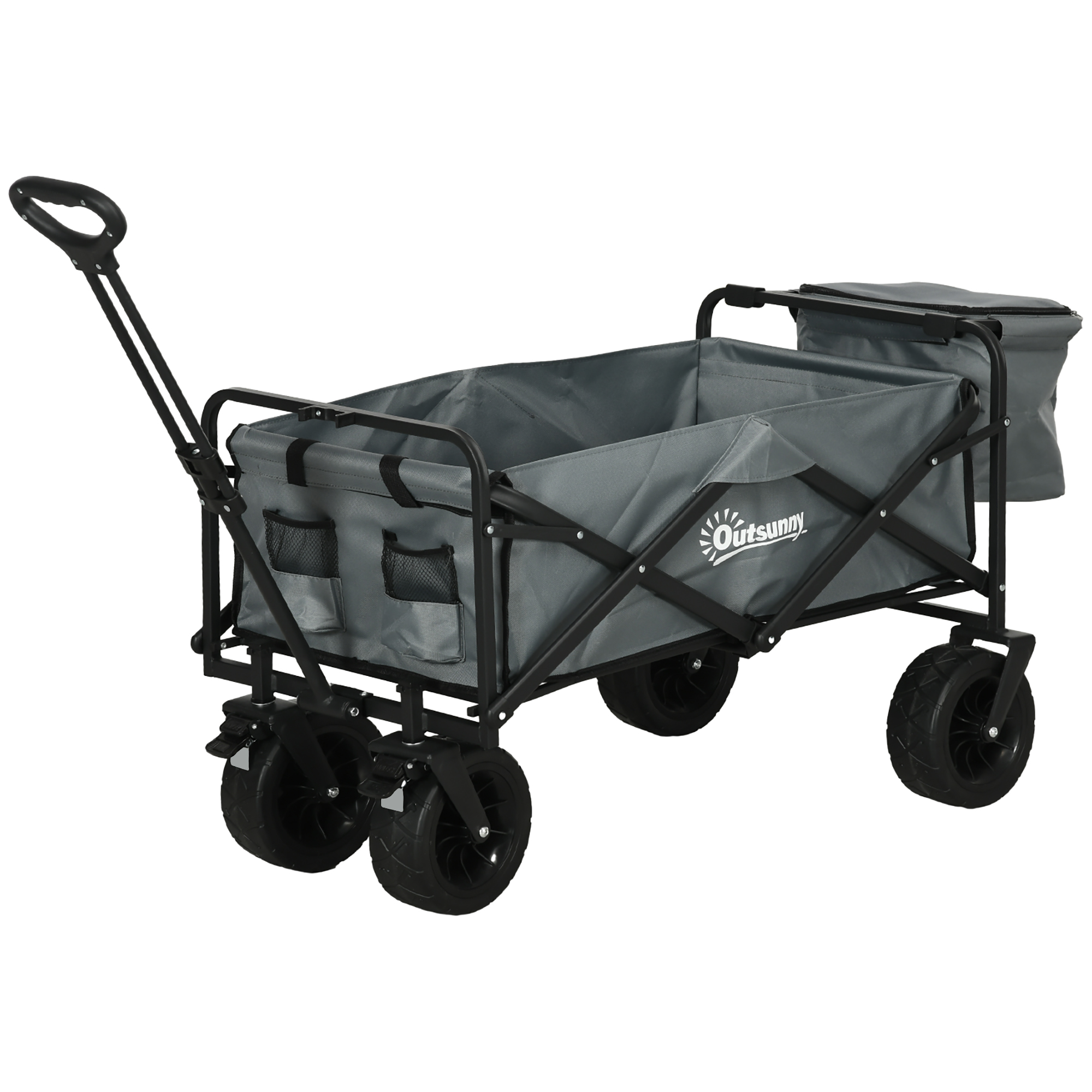 Outsunny Opvouwbare Bolderkar met Koeltas - Stalen Frame - Draagvermogen tot 100 kg - Afmetingen 113x57x77-100 cm - Donkergrijs