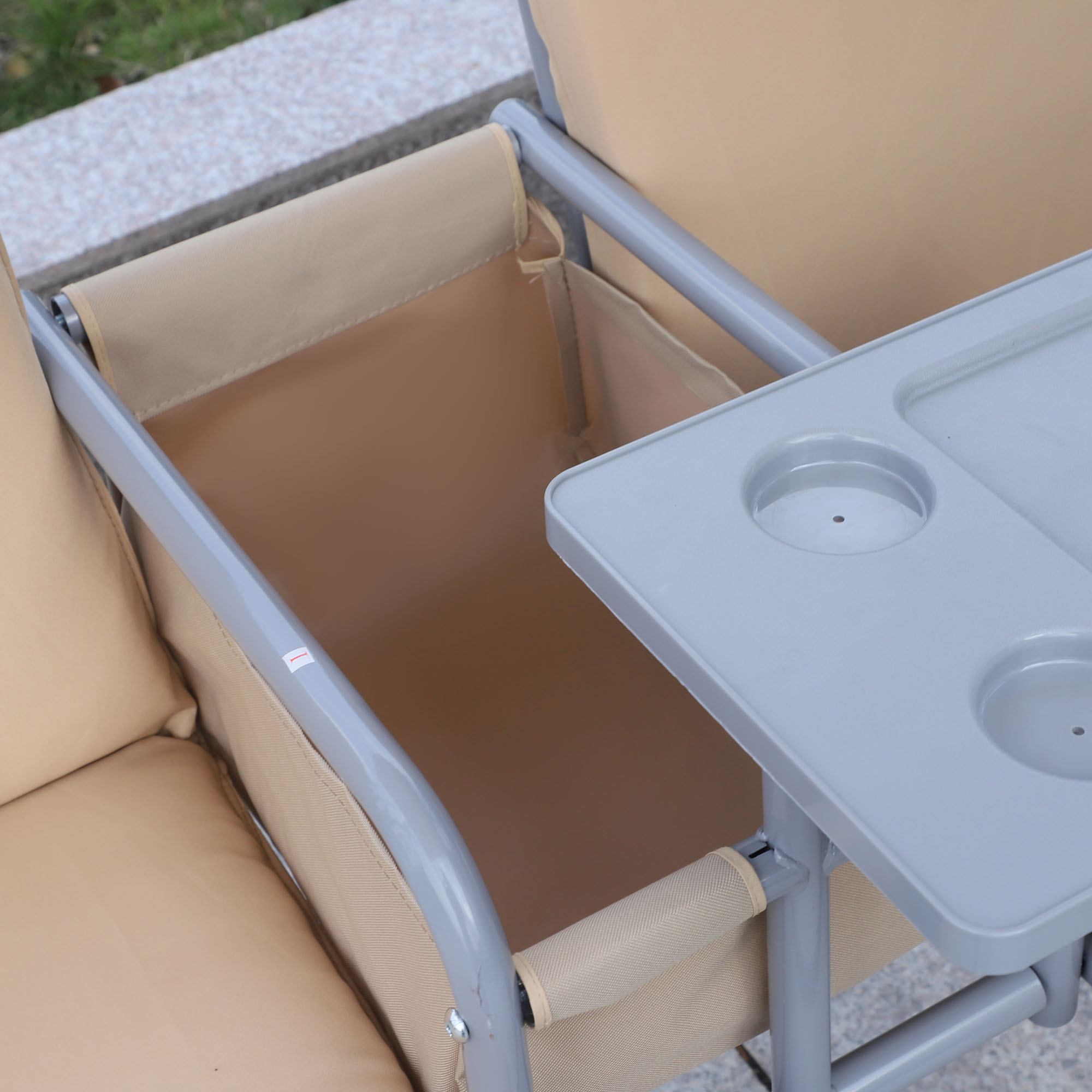 Outsunny Hollywoodschommel 2-zits tuinschommel schommel met zonnekap beige/grijs