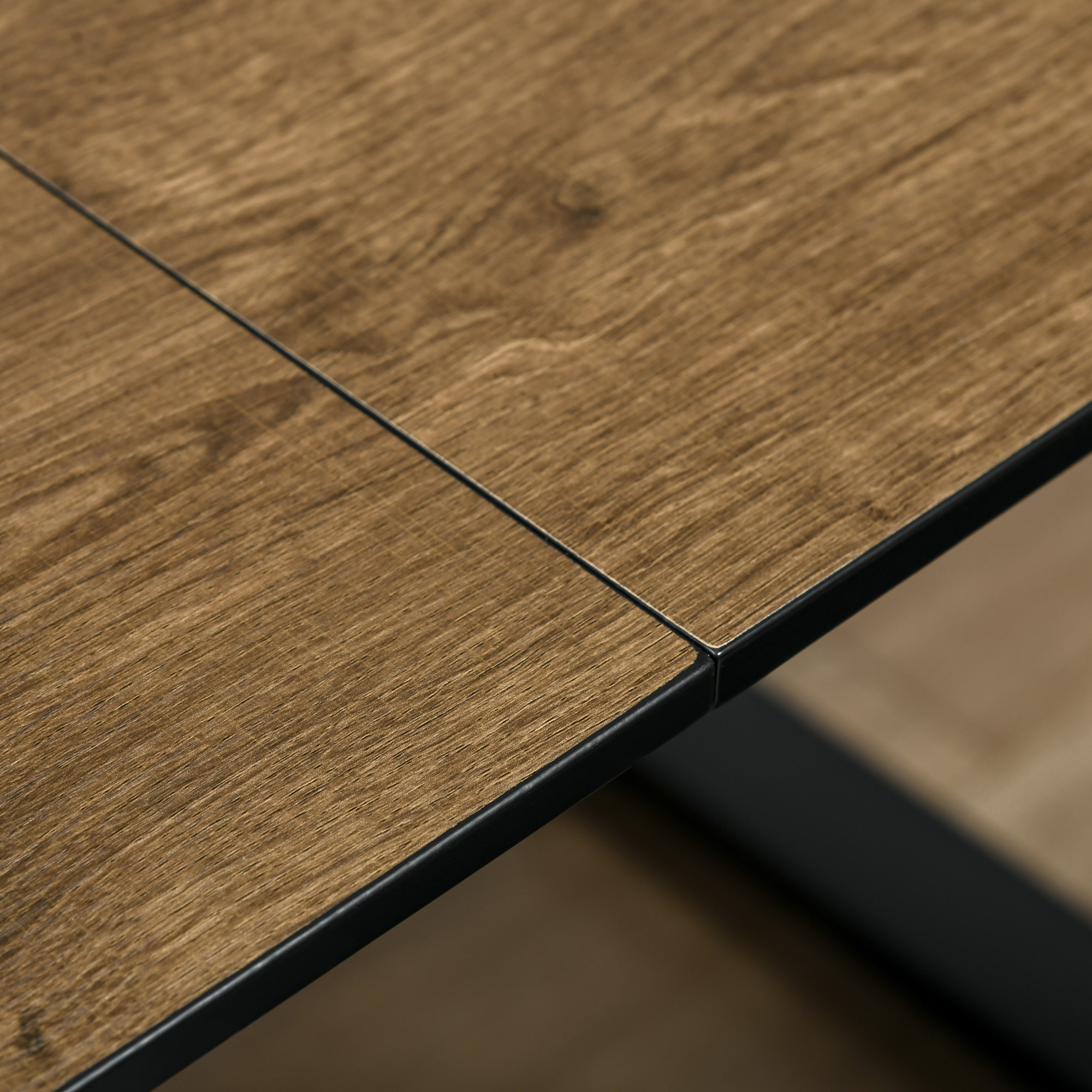 HOMCOM eettafel met uitschuifbaar tafelblad, keukentafel met houteffect, bruin