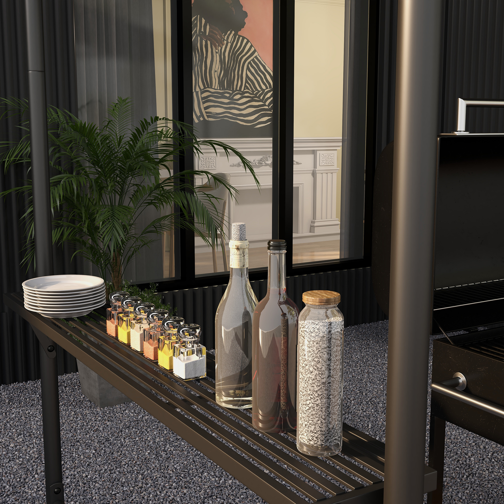 Outsunny Grilltent Grilldak, weerbestendig, inclusief zijvakken, 277 x 149 x 230 cm, Donkergrijs