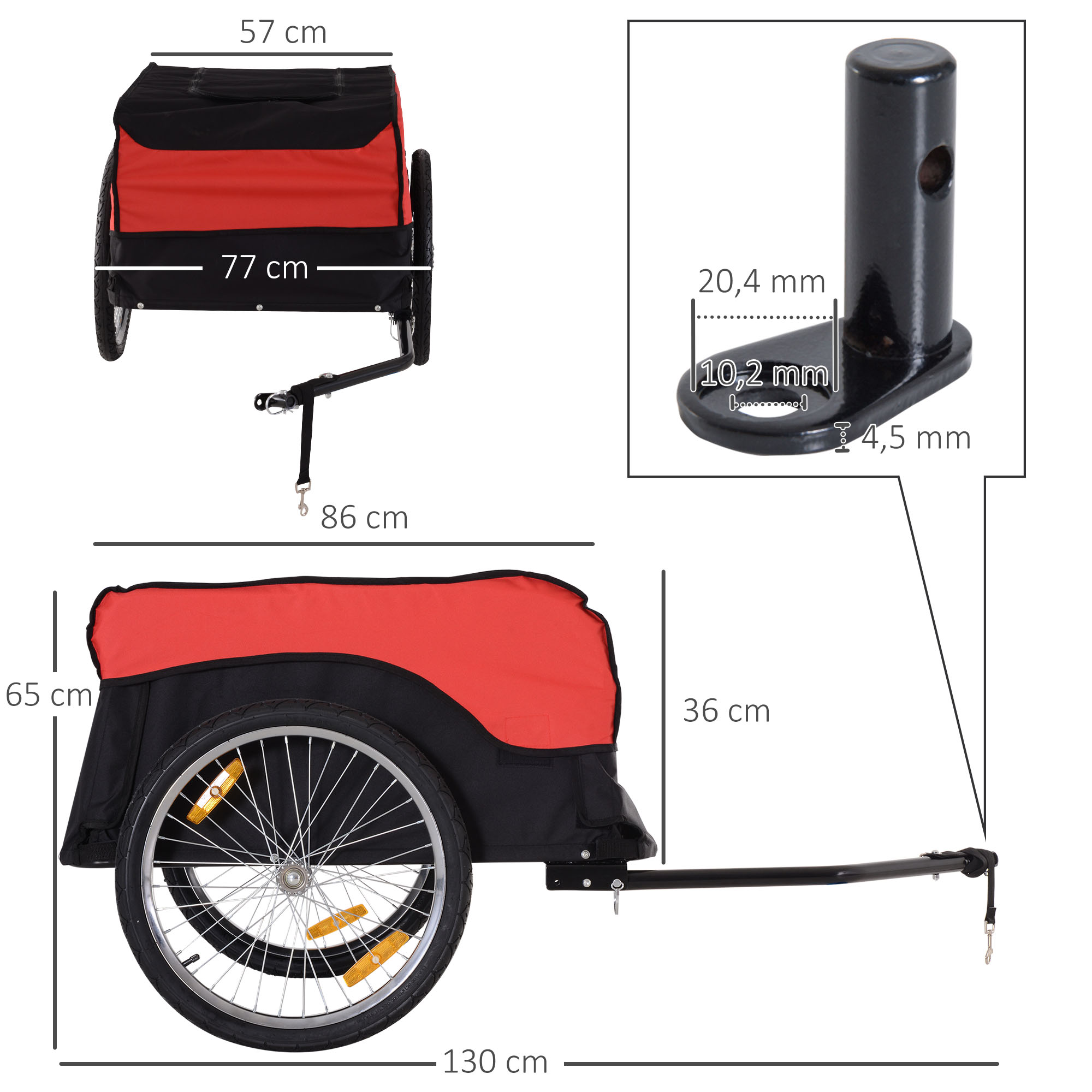 HOMCOM fietsaanhanger rood-zwart
