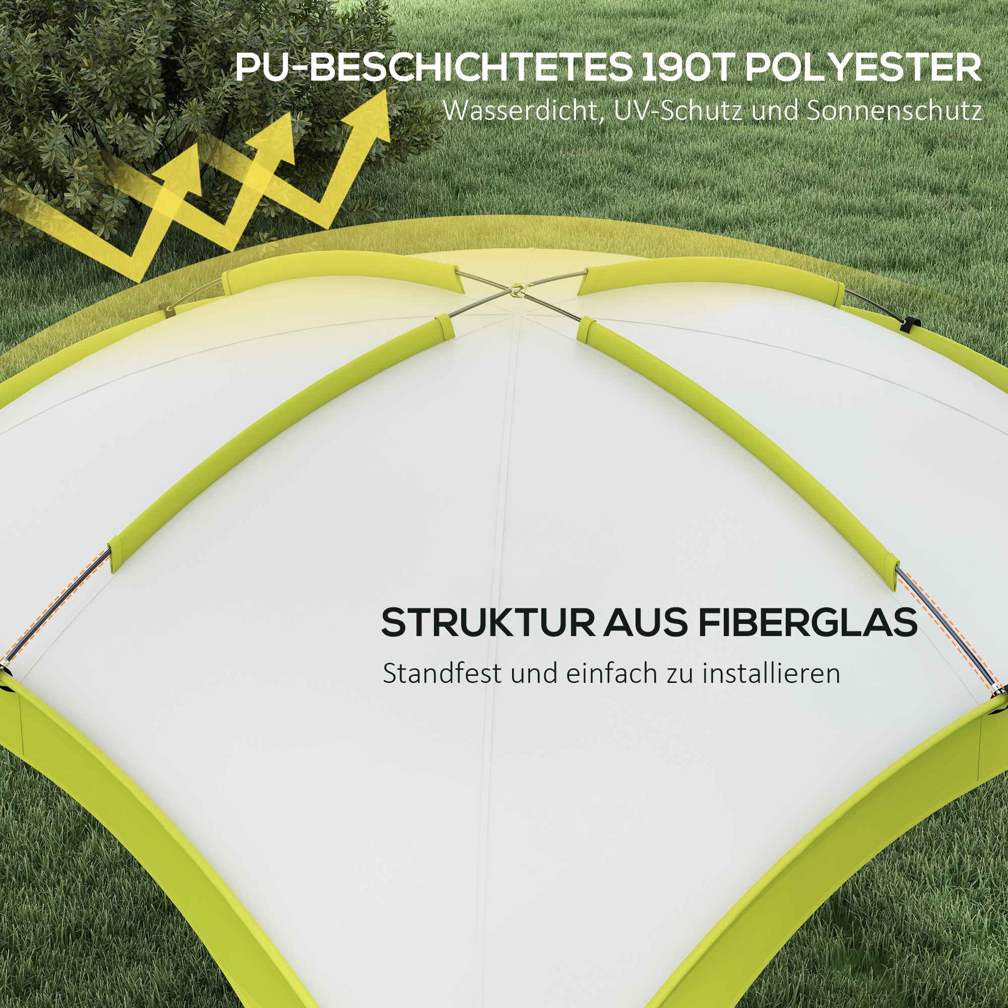 Outsunny Event Shelter 3,5 x 3,5m Paviljoen met Verlichtingshaak Waterafstotend Winterbestendig Tuinpaviljoen Groen