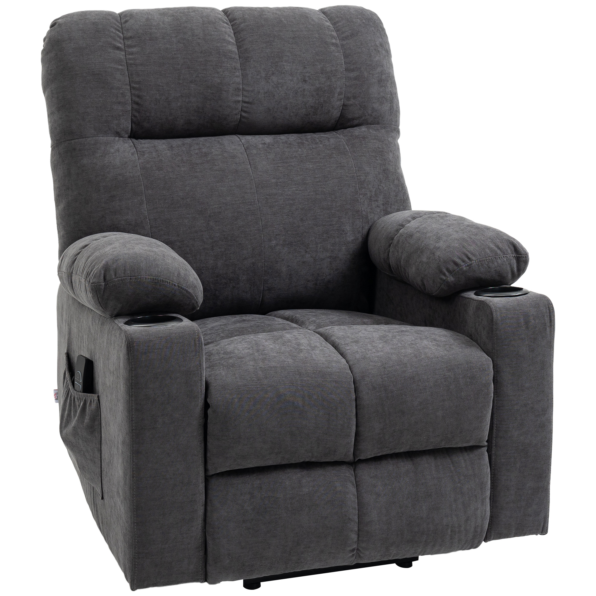 HOMCOM Opstaan hulp seniorenstoel, ligfunctie, inclusief afstandsbediening, 144 cm x 91 cm x 88 cm, Donkergrijs