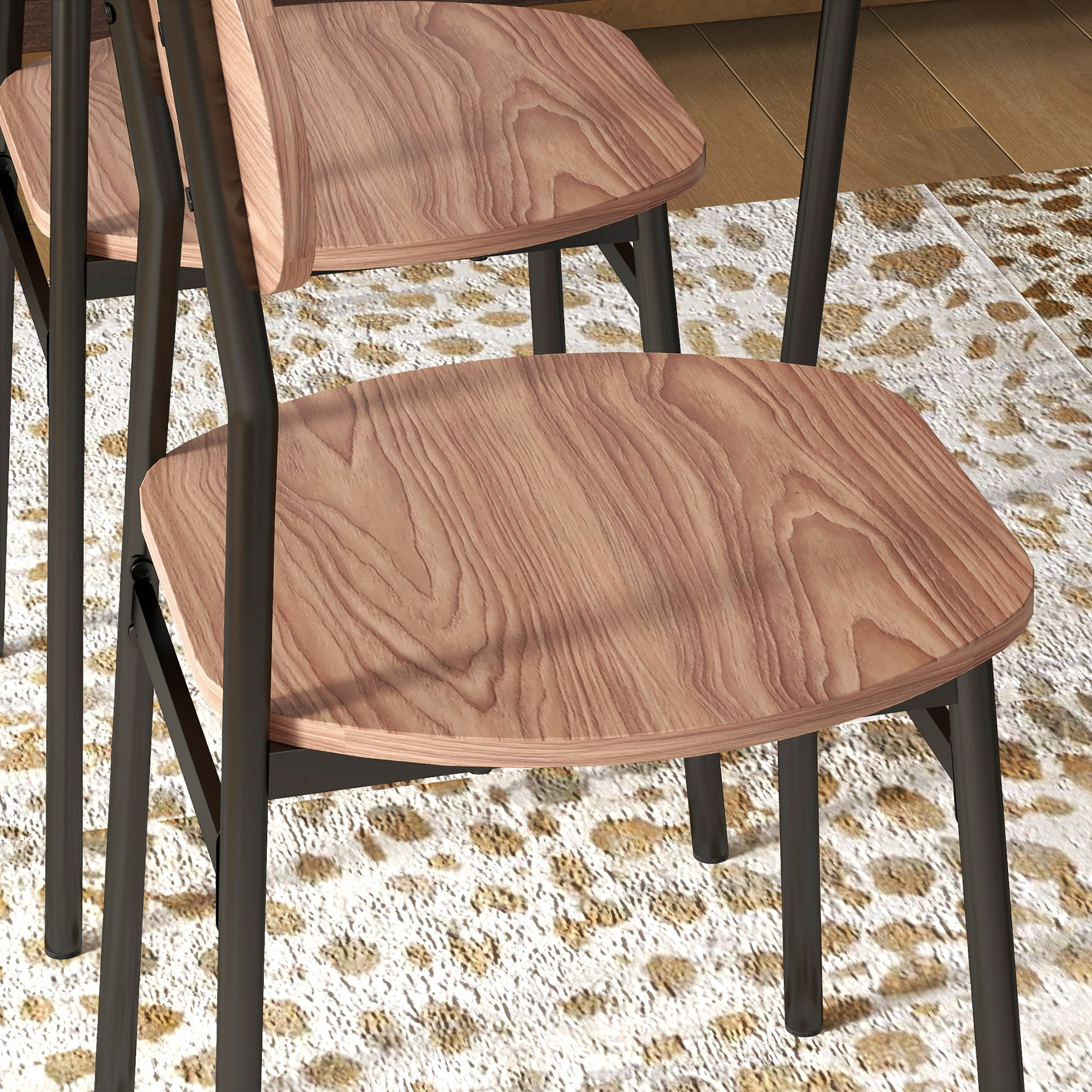 HOMCOM Eetkamerset Tafel met Stoelen Eettafel, Industrieel Ontwerp, 110 cm x 70 cm x 75 cm, Bruin