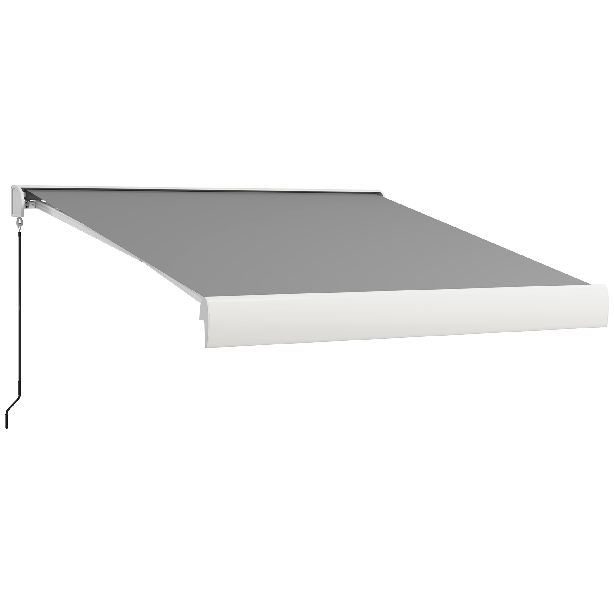 Outsunny Zonnescherm, elektrisch/handmatig uitschuifbaar, Volledige cassette, Afstandsbediening, Aluminiumframe, 3 x 2,5 m, Lichtgrijs