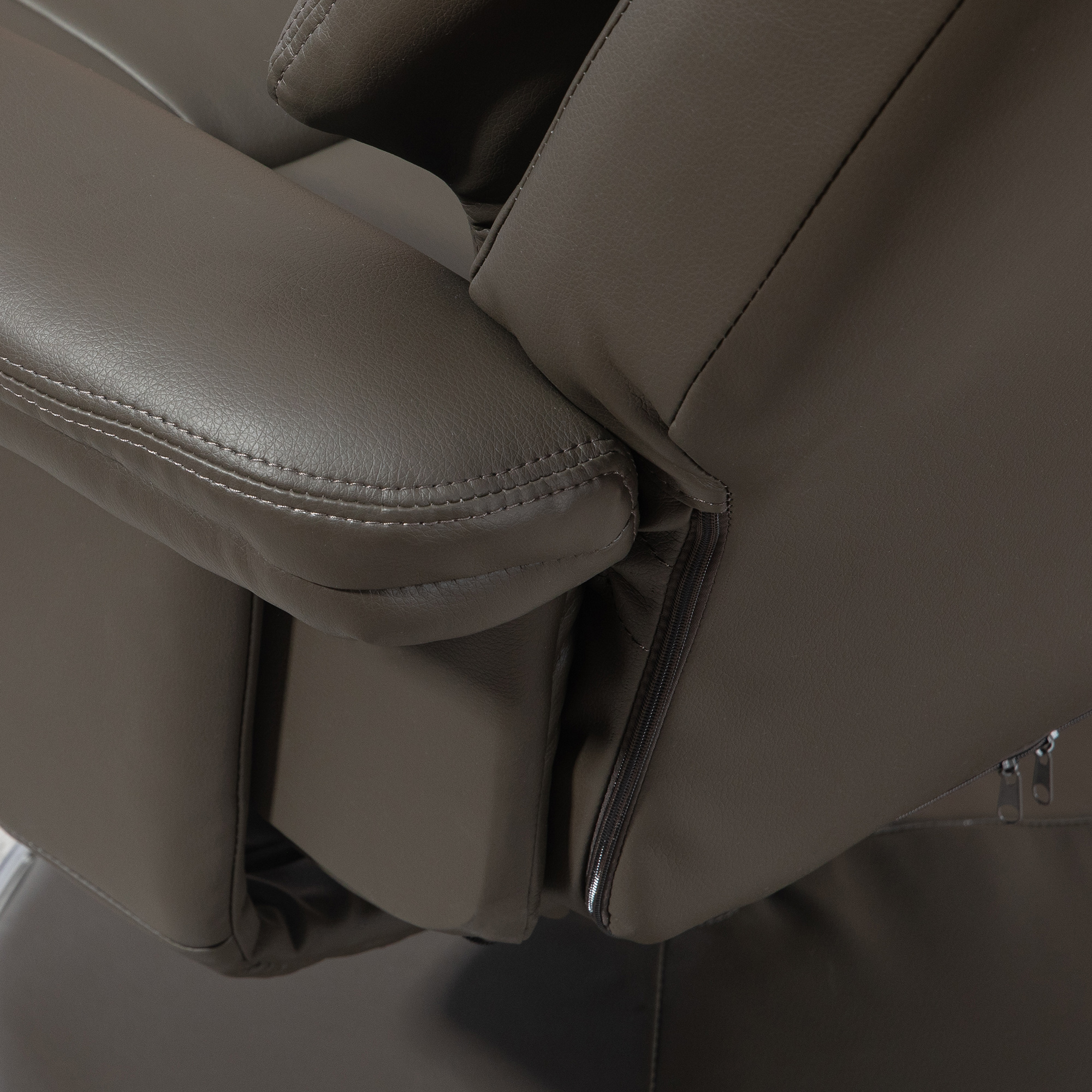 HOMCOM Relaxstoel met kruk, verstelbare rugleuning, kunstleer, tot 150 kg, grijs