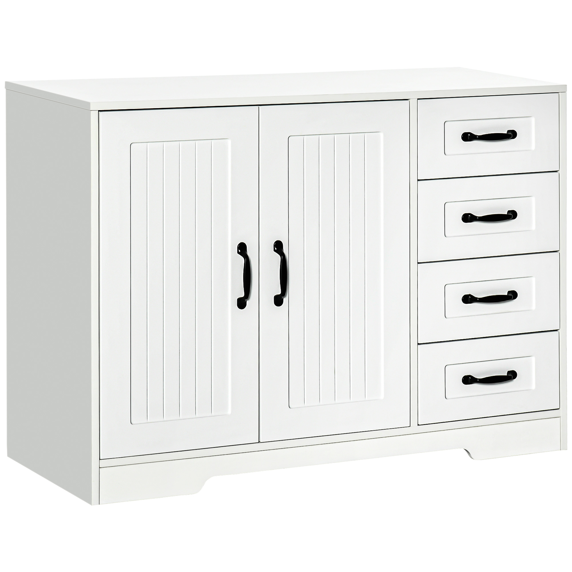 HOMCOM Sideboard Dressoir, Modern Stijl, 4 Lades, 1 Kast, 105 cm x 40 cm x 76 cm, Wit