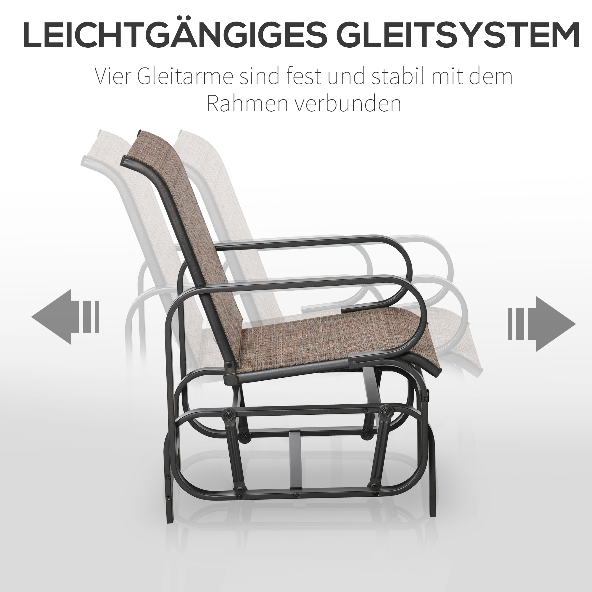 Outsunny Schommelstoel Staal Textline Bruin 62 x 75 x 91,5 cm