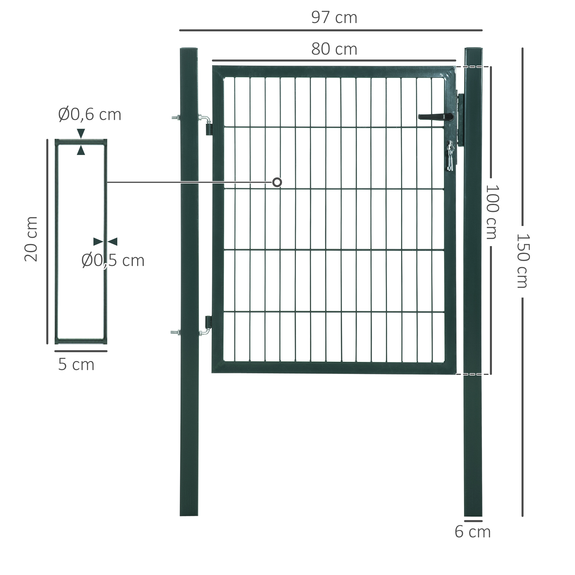 HOMCOM stalen tuinpoort 97 x 150 cm