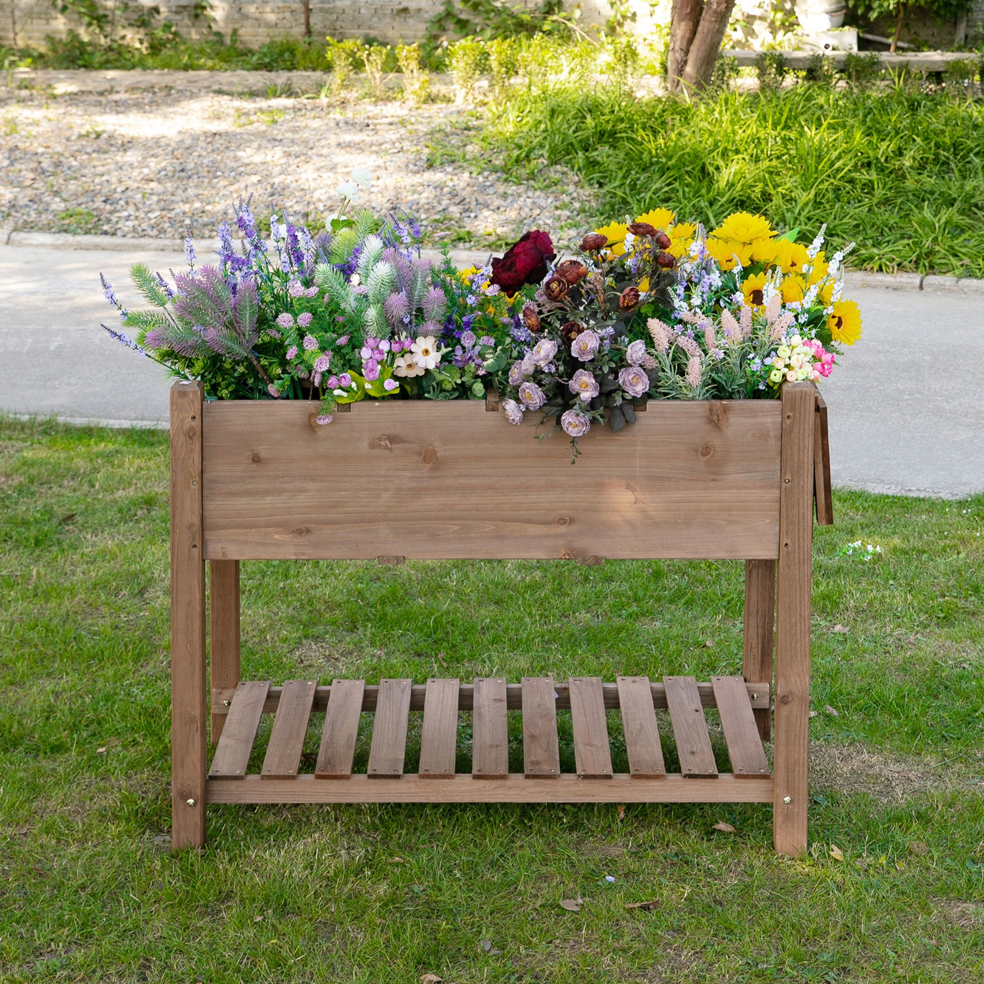 Outsunny verhoogd bed 123cm x 54cm x 74cm