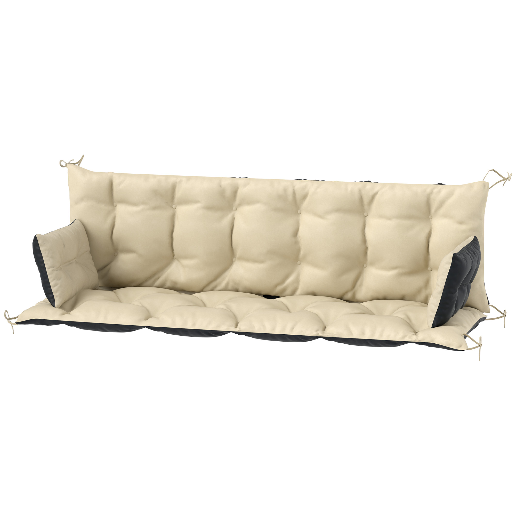 Outsunny Tuinbankkussen-Set voor Bank of Hollywoodschommel, Tweekleurig, Polyester, Schuim, 180 x 110 x 8 cm, Beige