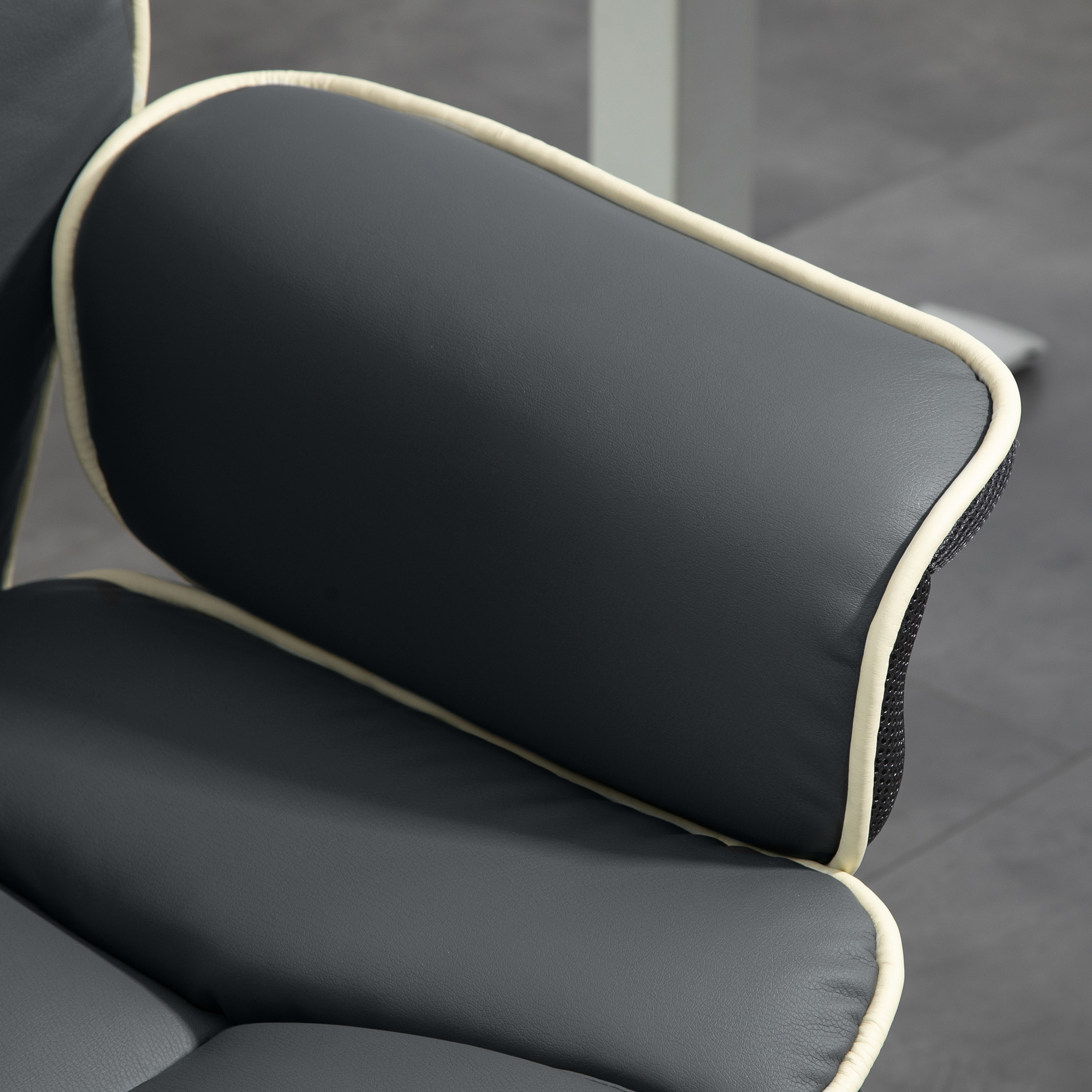 Vinsetto Ergonomische Bureaustoel, Extra Gevoerd, met Leunfunctie, Kunstleer, 76x80x118-124 cm, Donkergrijs