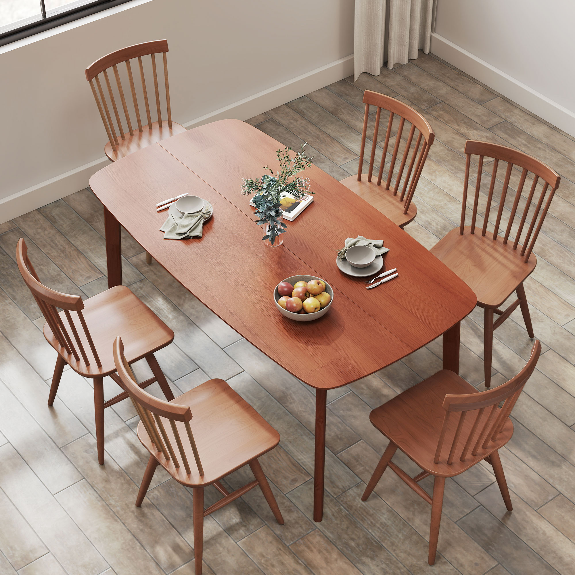 HOMCOM Eettafel, Landhuisstijl, Gelakte Oppervlakte, Hout, 150 x 80 cm, Bruin