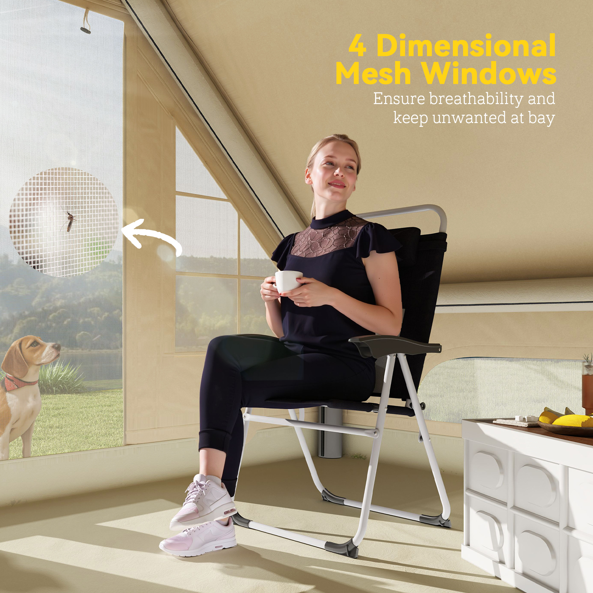 Outsunny Opblaasbare Campingtent, Slaaptent, Oxford-Stof, Netramen, Waterdicht