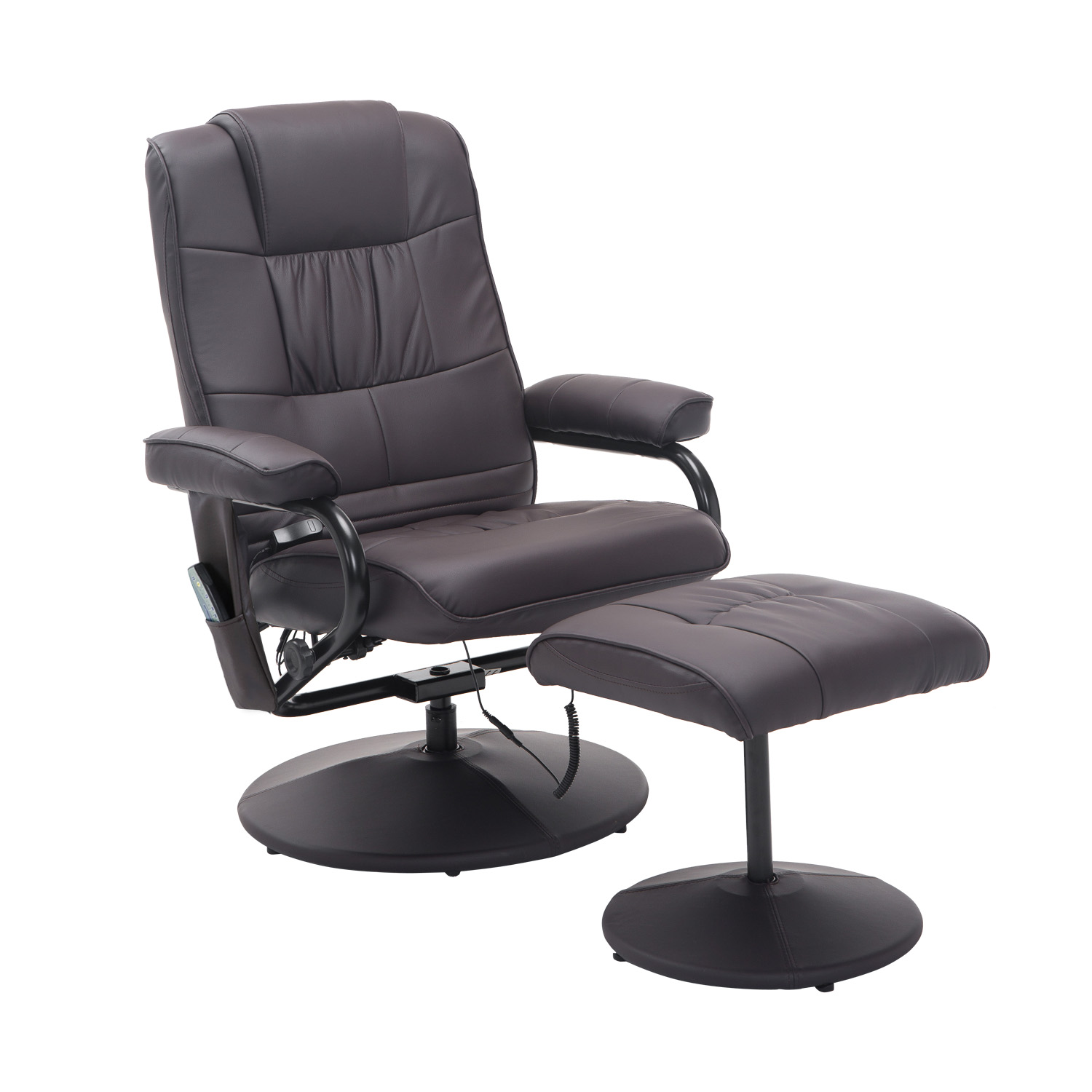 HOMCOM Massagesessel Relaxstoel, inclusief voetenbank, met 10 vibratiepunten en 1 afstandsbediening, 77 cm x 84 cm x 95 cm, bruin
