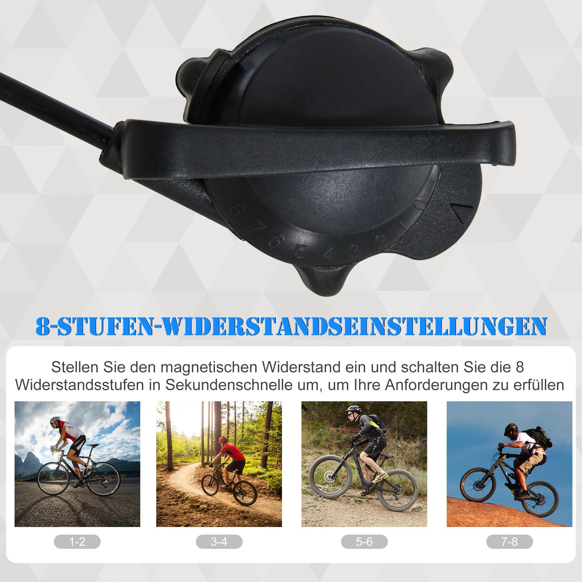 HOMCOM Fietstrainer trainfiets met 8 weerstandsniveaus voor 650C, 700C / 26-29"