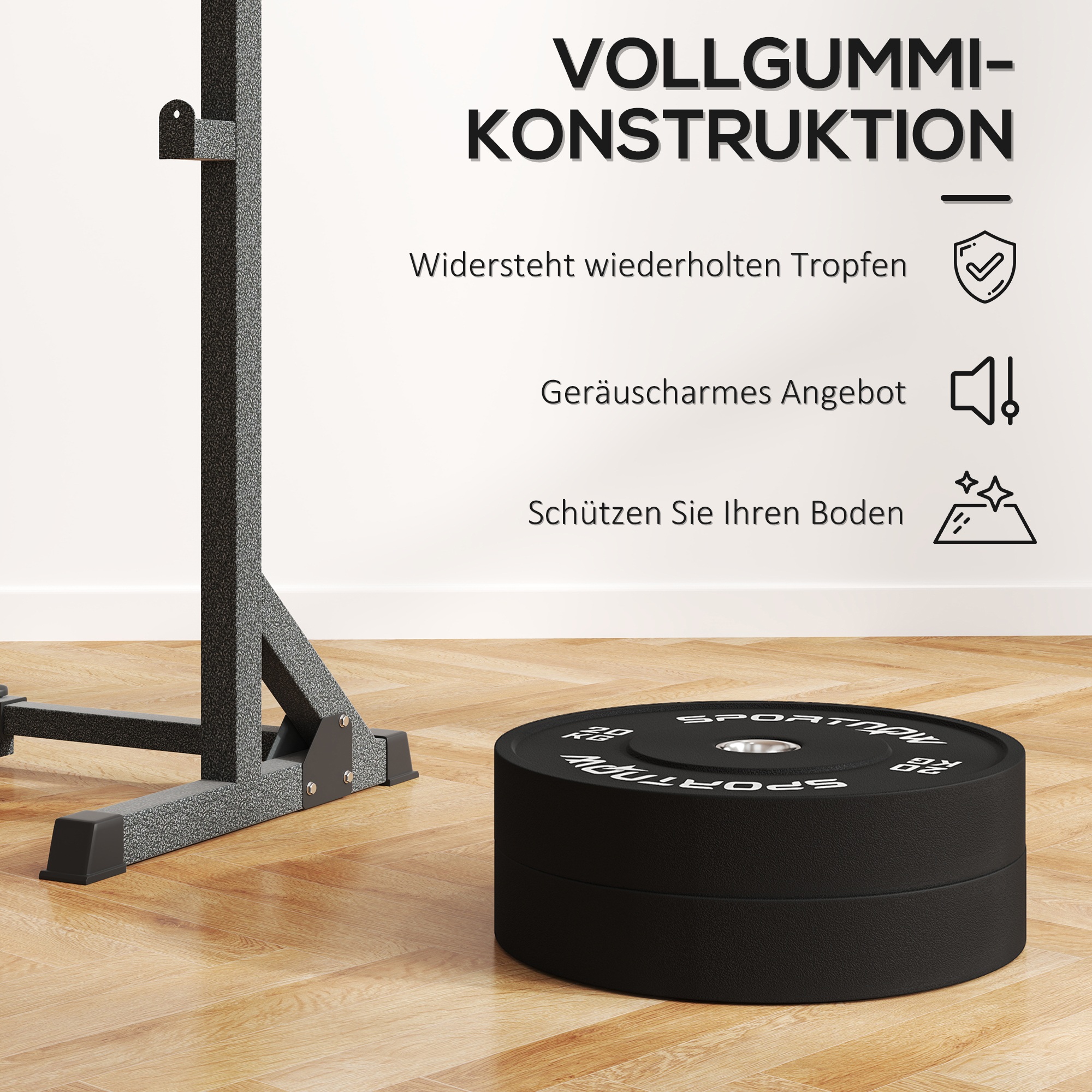 SPORTNOW Halterschijvenset, 2 x 20 kg, Olympische standaard, Rubber, Geluidsarm, Zwart