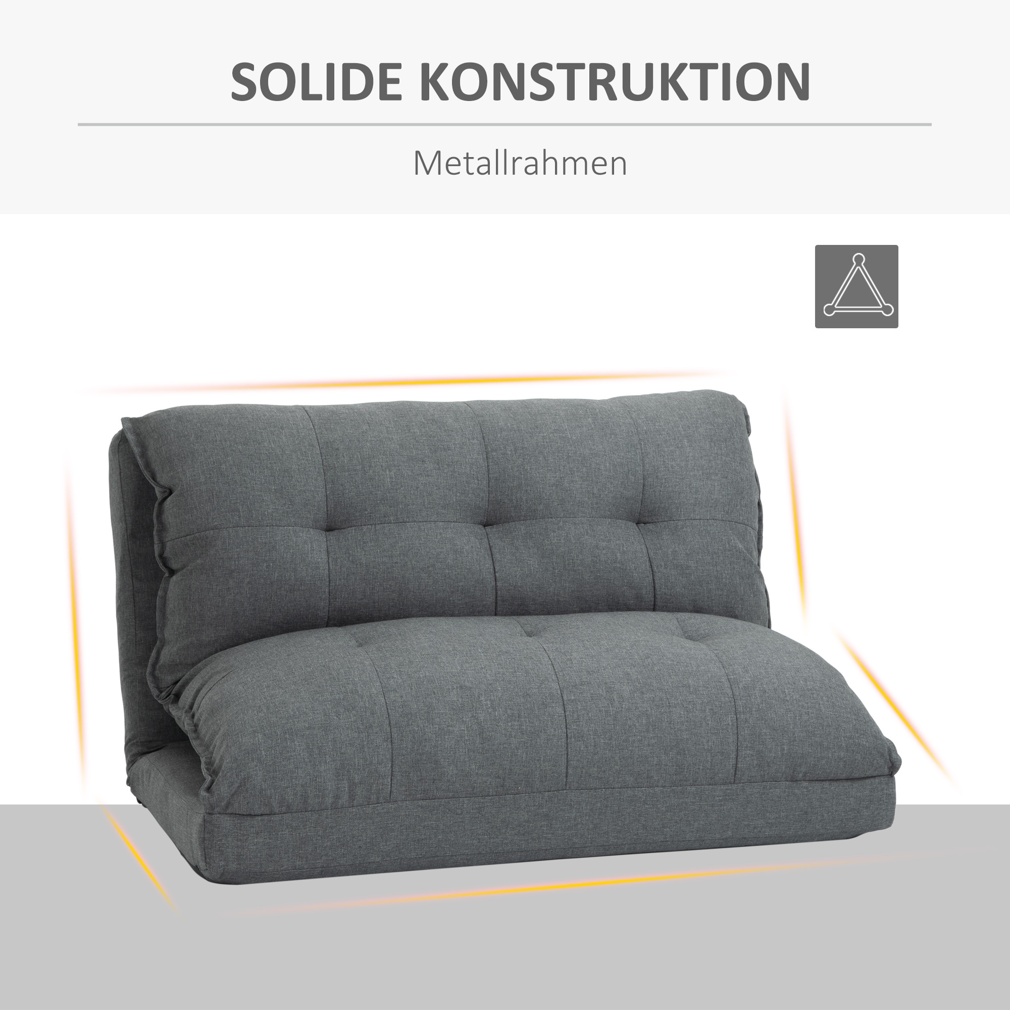 HOMCOM Diepe Relaxstoel, 13 Standen, Linnenlook, Metalen Structuur, 100 x 71 x 54 cm, Grijs