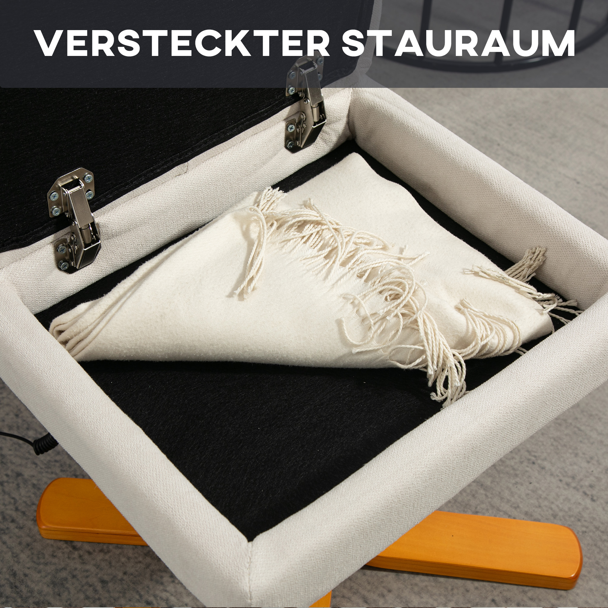 HOMCOM Massagestoel met Ligfunctie en Voetenbankje, 145°-Kanteling, Polyester, 80 x 86 x 99 cm, Crèmewit