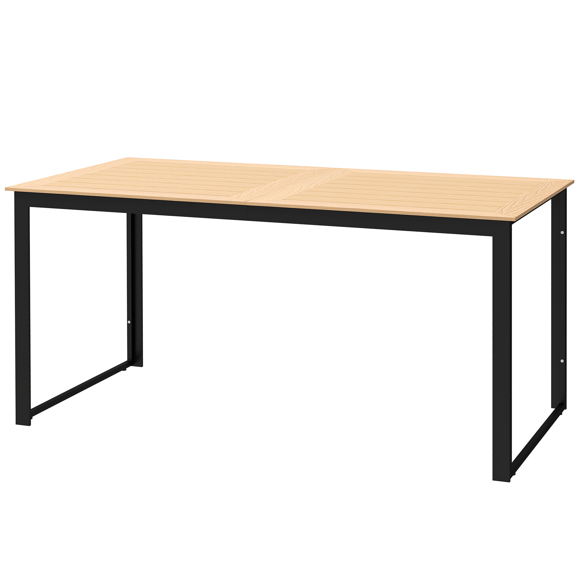 Outsunny Weerbestendige Tuintafel voor 6 - 160 x 80 cm met Lamellen-Tafelblad, Buitentafel in Teak Look