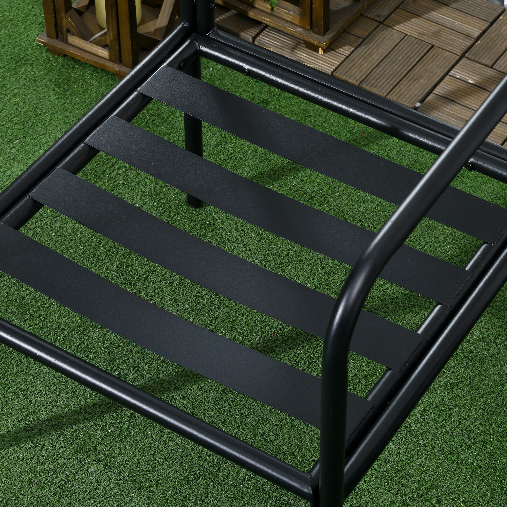 Outsunny Tuinset, 3-delig, 2 stoelen, tafel met glazen blad, zitkussen, metalen frame, beige