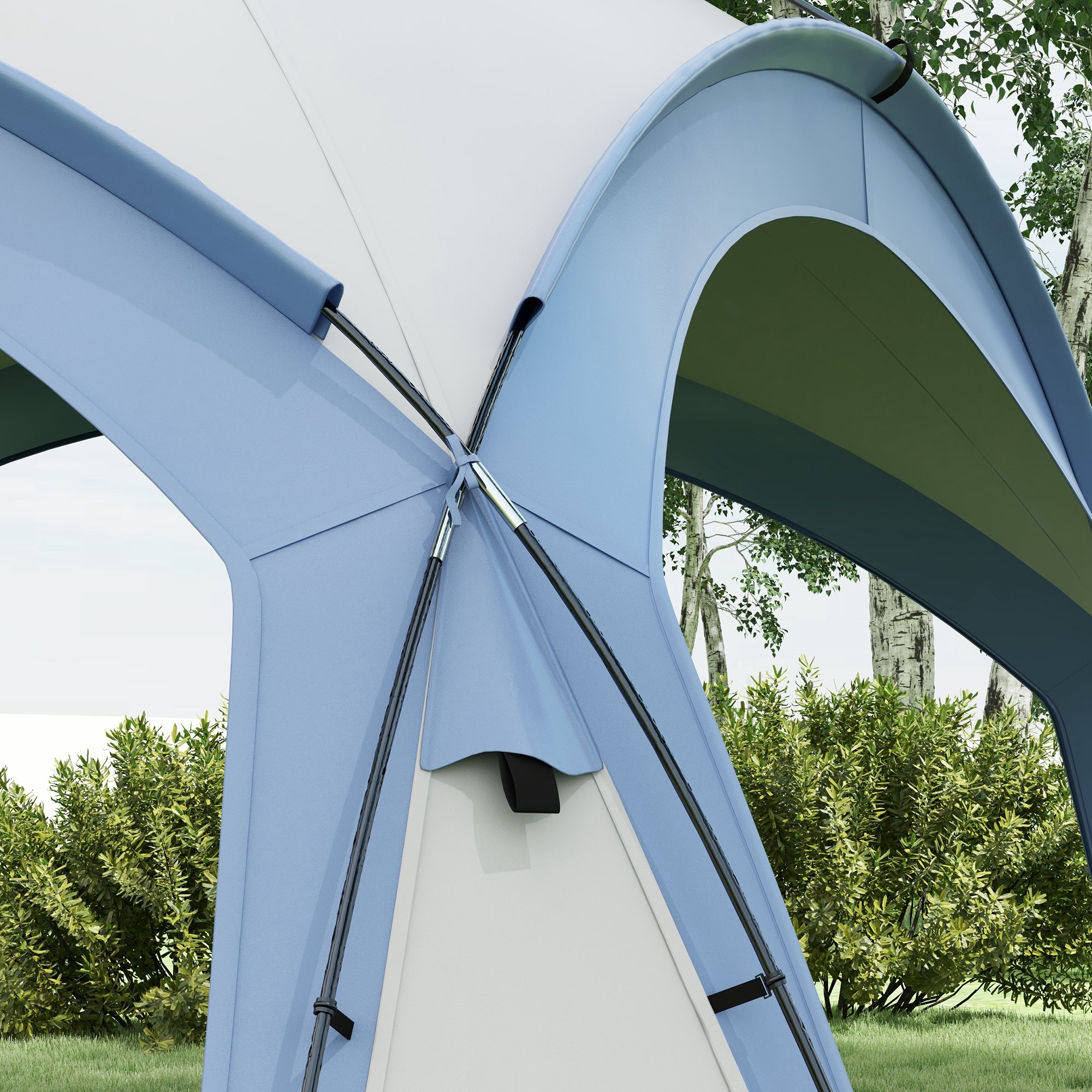 Outsunny Event Shelter 3,5 x 3,5m Paviljoen met Haak Deur Waterafstotend Winterbestendige Tuinpaviljoen Blauw