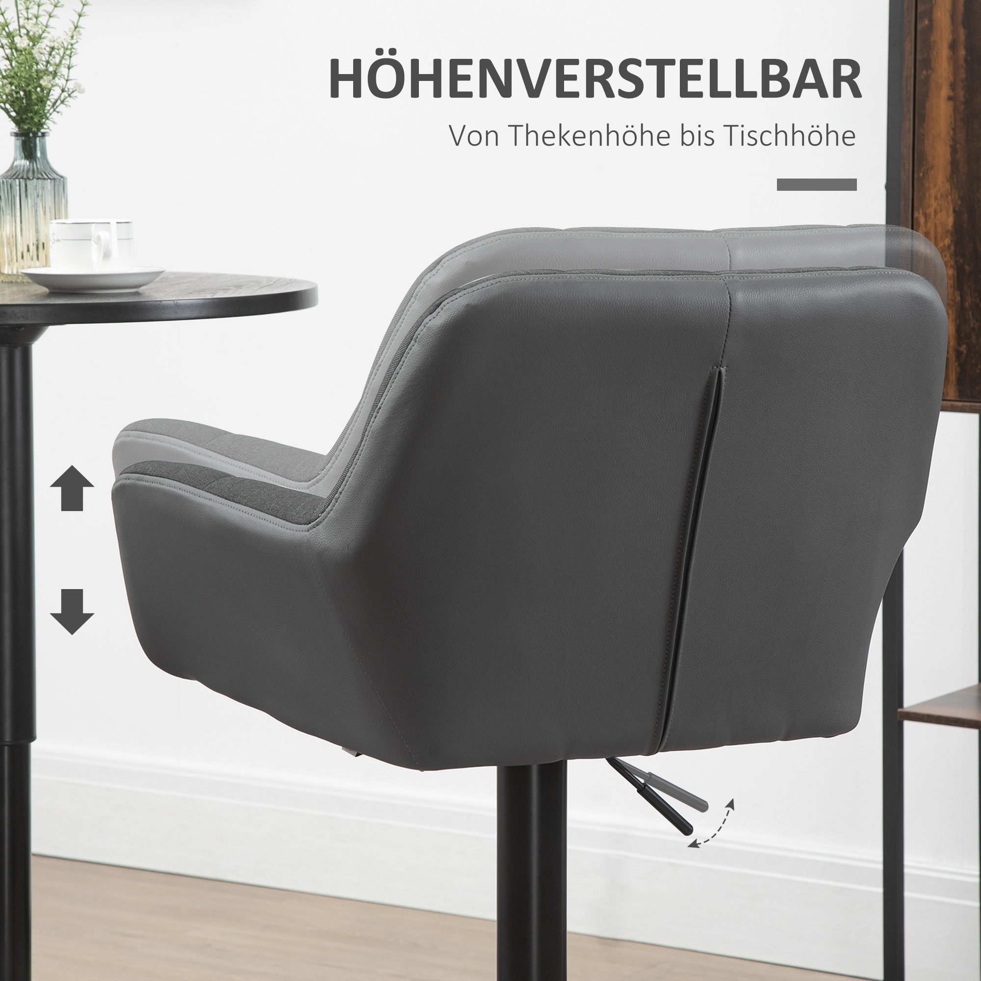 HOMCOM barkrukken, set van 2, tegenkrukken, in hoogte verstelbaar, draaibaar, in retro-design
