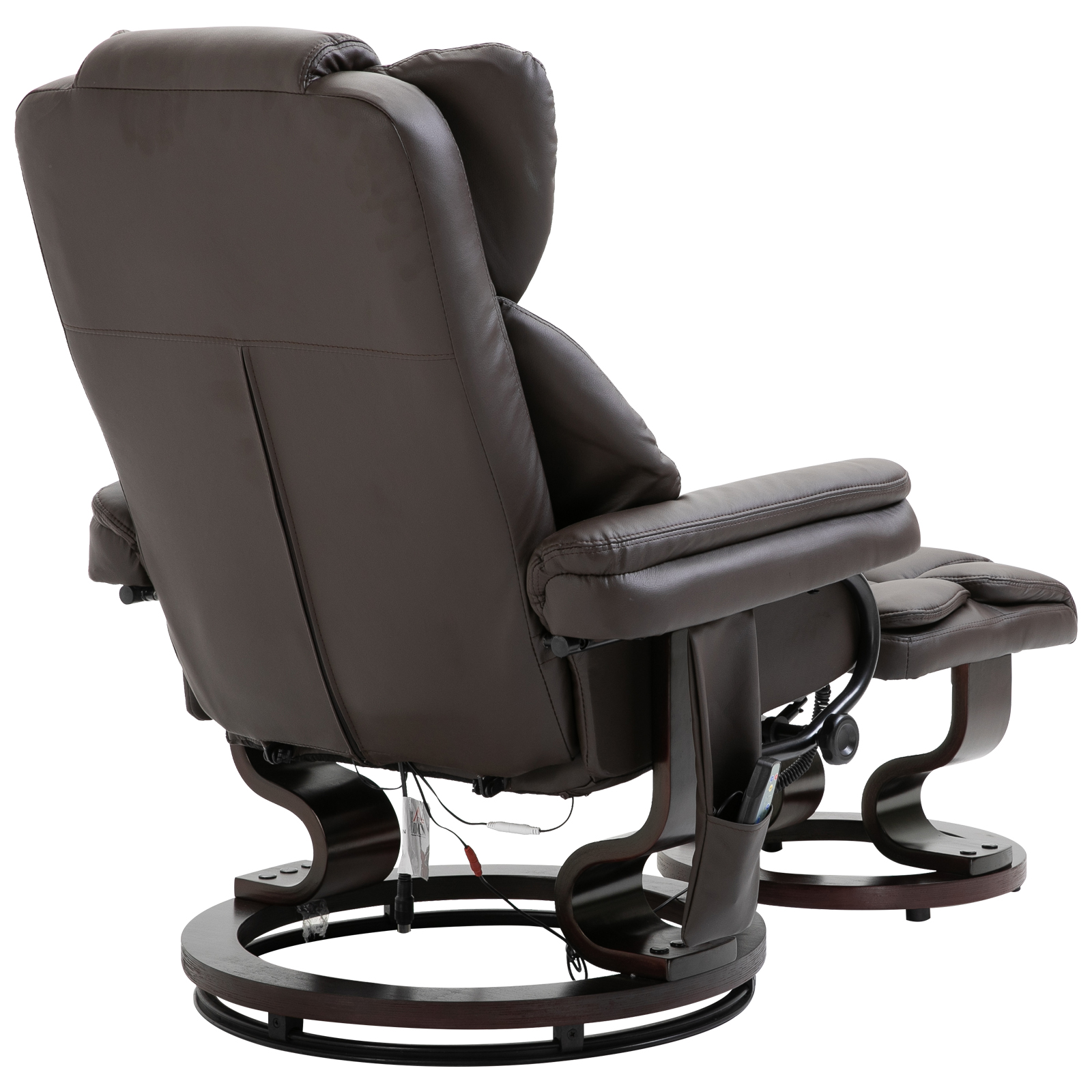 HOMCOM massagestoel met voetenbank relaxstoel kantelbaar tot 145° kunstleer bruin 79 x 82 x 101 cm