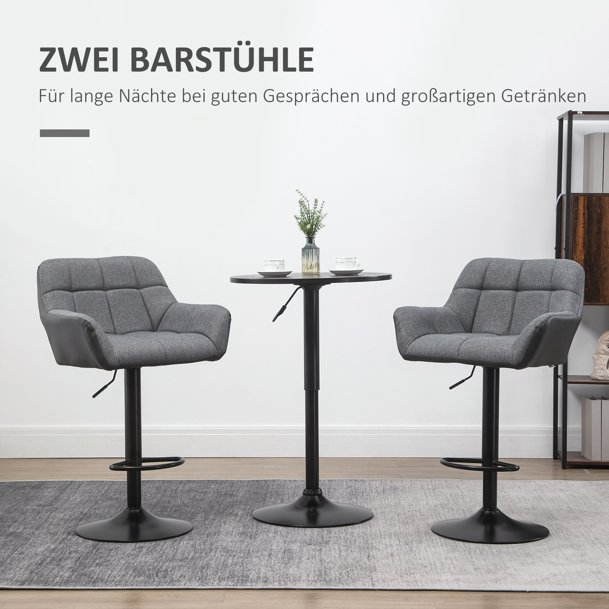 HOMCOM barkrukken, set van 2, tegenkrukken, in hoogte verstelbaar, draaibaar, in retro-design