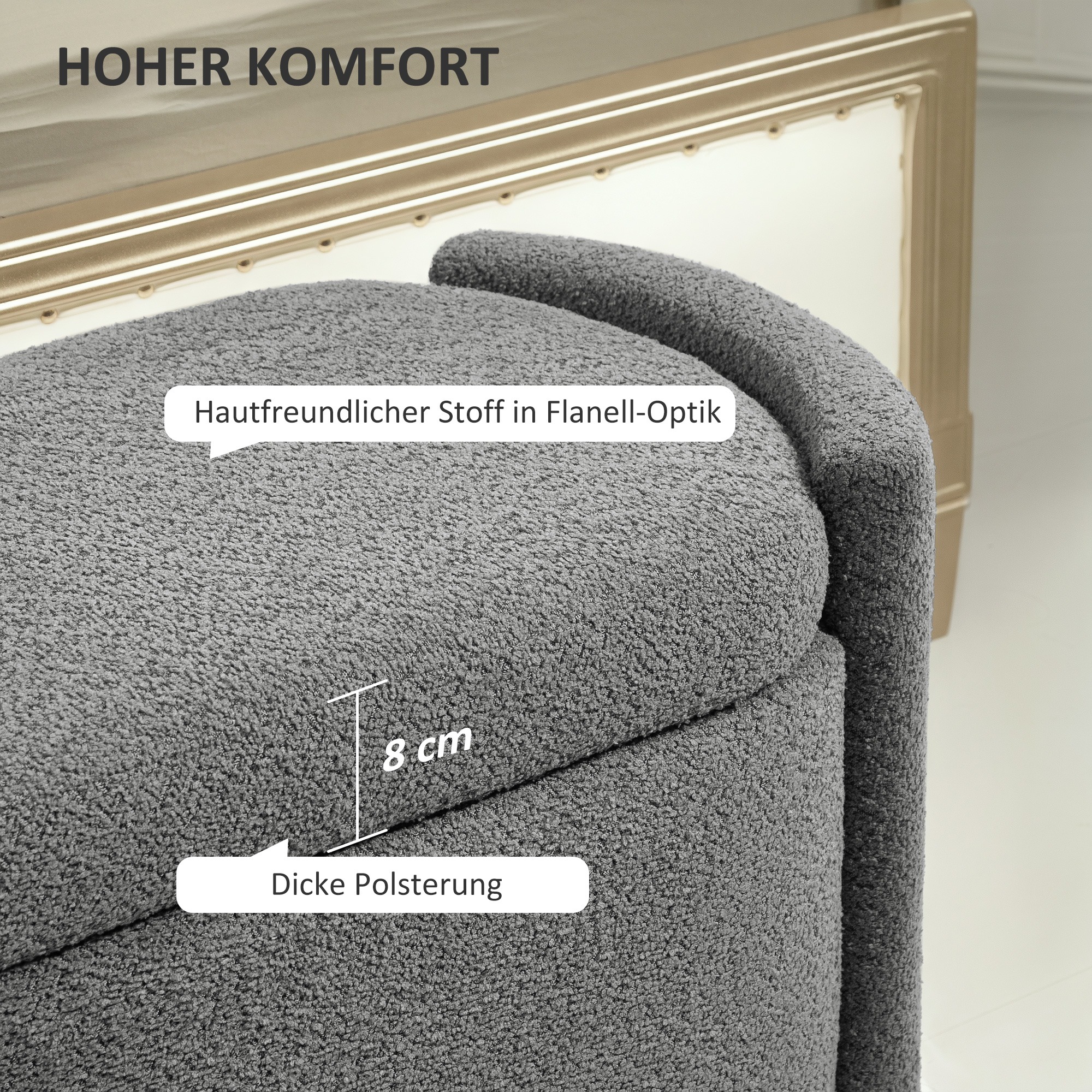 HOMCOM Gestoffeerde Bank met Opbergruimte Halbank Schoenenbank, 105 cm x 44 cm x 45,5 cm. Grijs