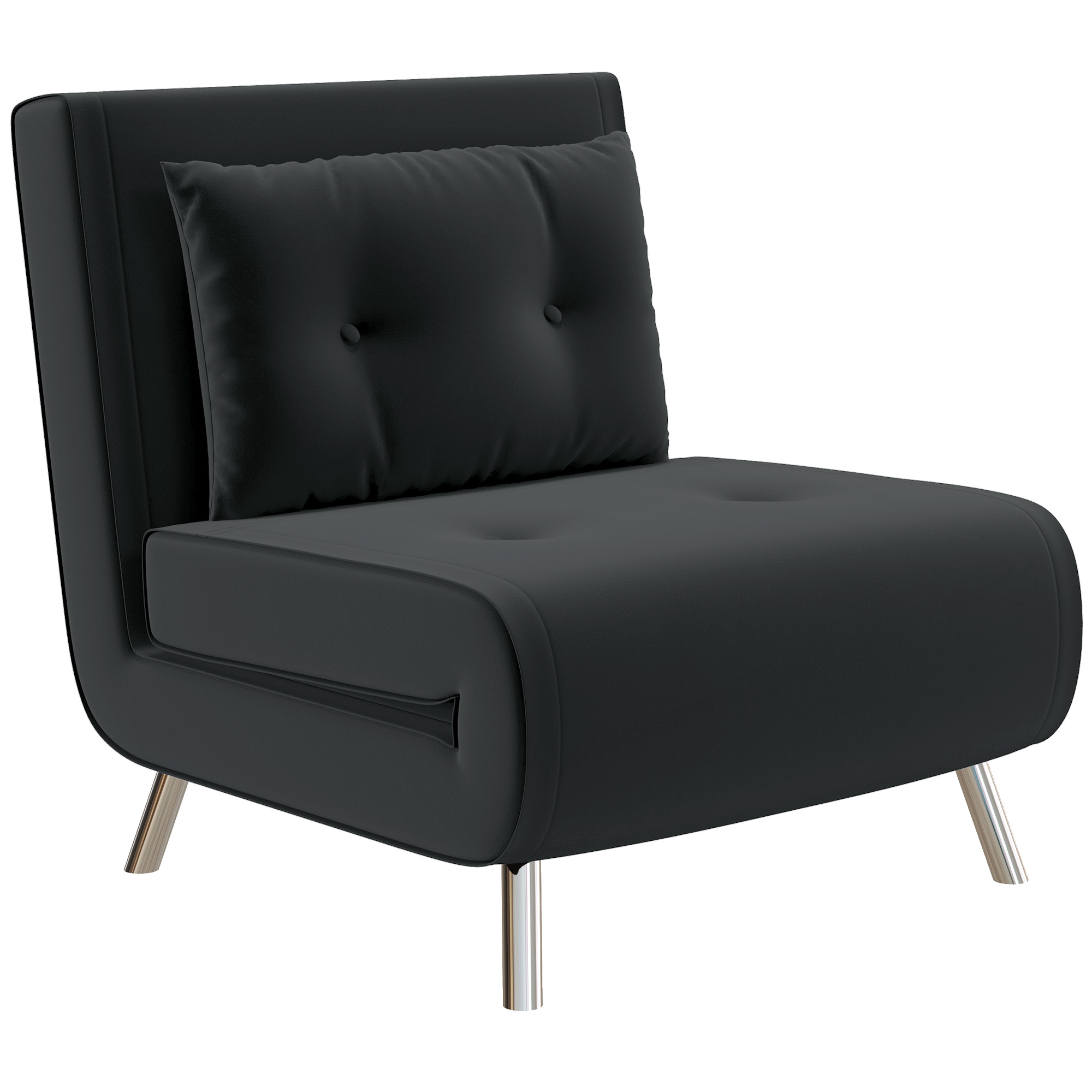 HOMCOM Ligstoel Stoel met Ligfunctie Slaapstoel, Knoophechting, fluweeloptiek, 77 cm x 88 cm x 83 cm, Zwart
