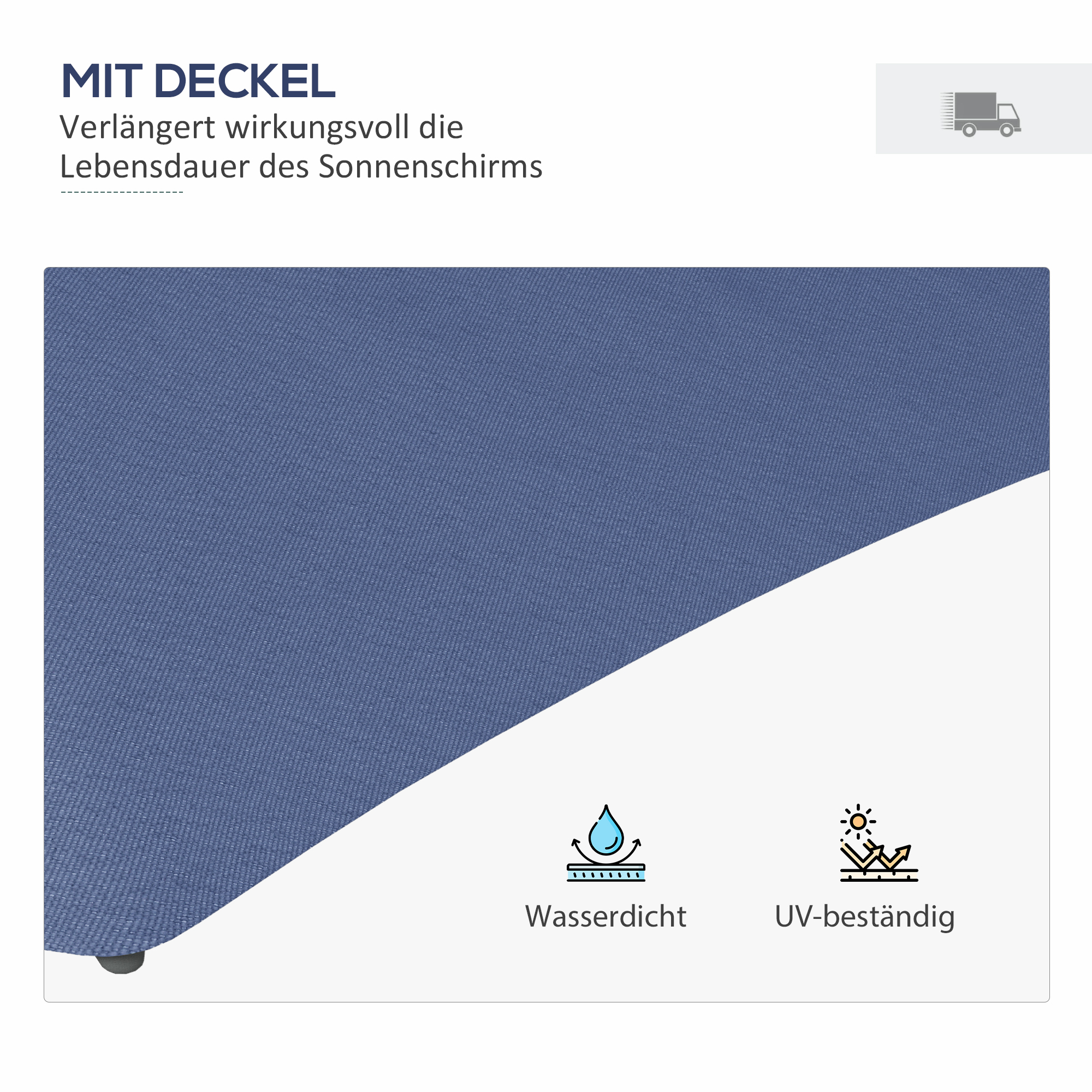 Outsunny Tuinparasol, zweefparasol, LED's, zonnepaneel, weerbestendig, inclusief beschermhoes, Ø290 x 260 cm, donkerblauw