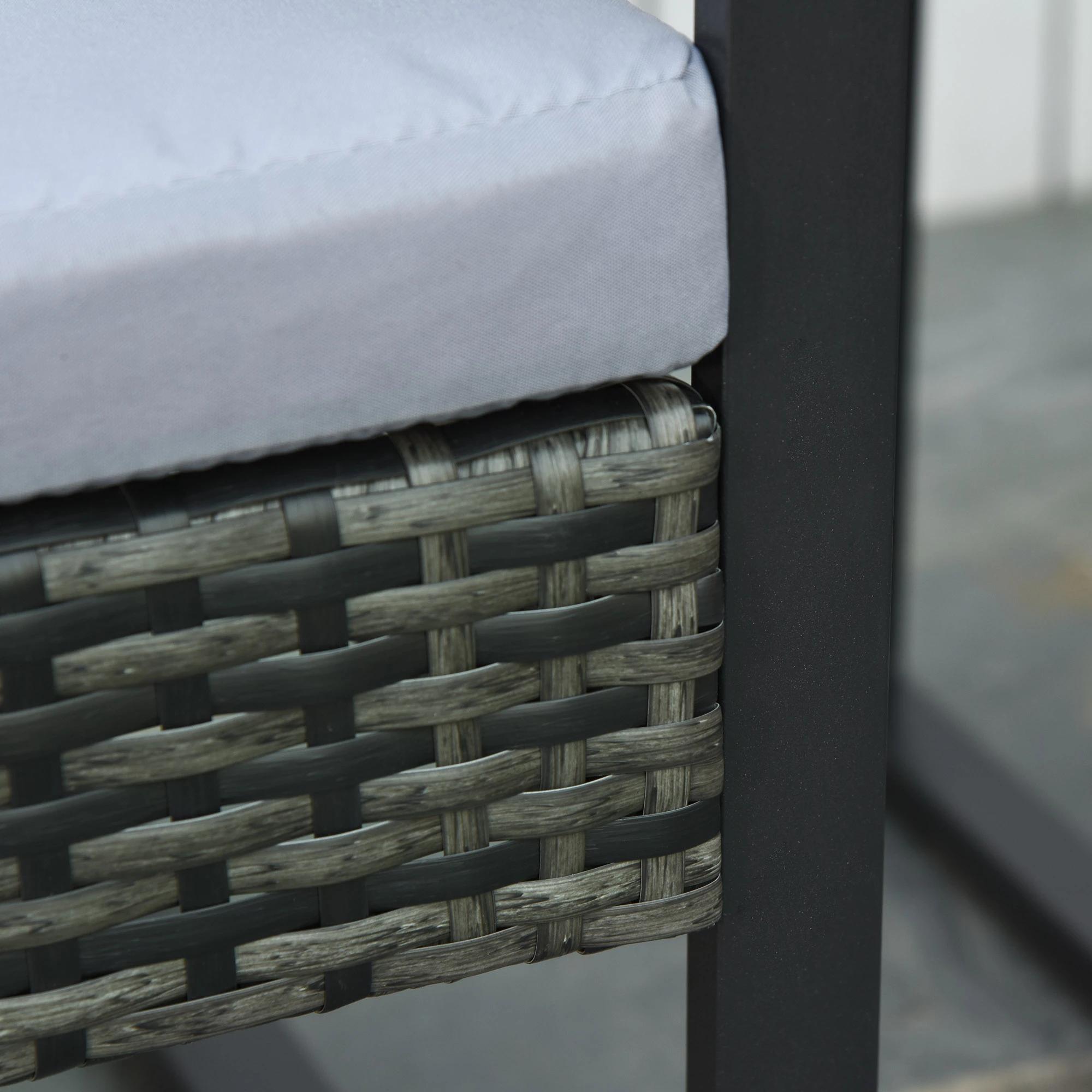 Outsunny Poly-rotan zitgroep 5-delig Tuinset met kussens tuin grijs