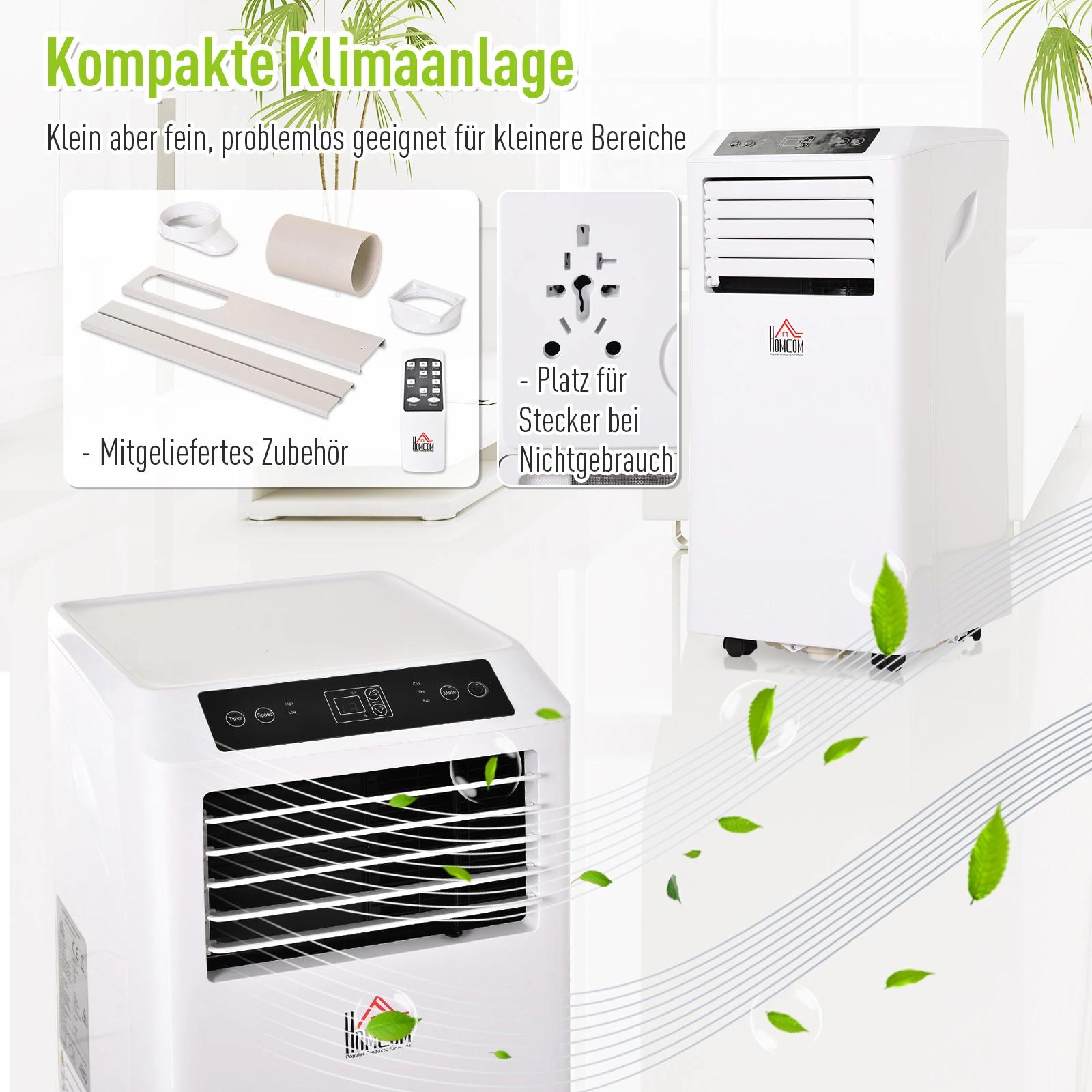 HOMCOM Mobiele airconditioning 3-in-1 airconditioner ontvochtiging 2,6 kW afstandsbediening ABS