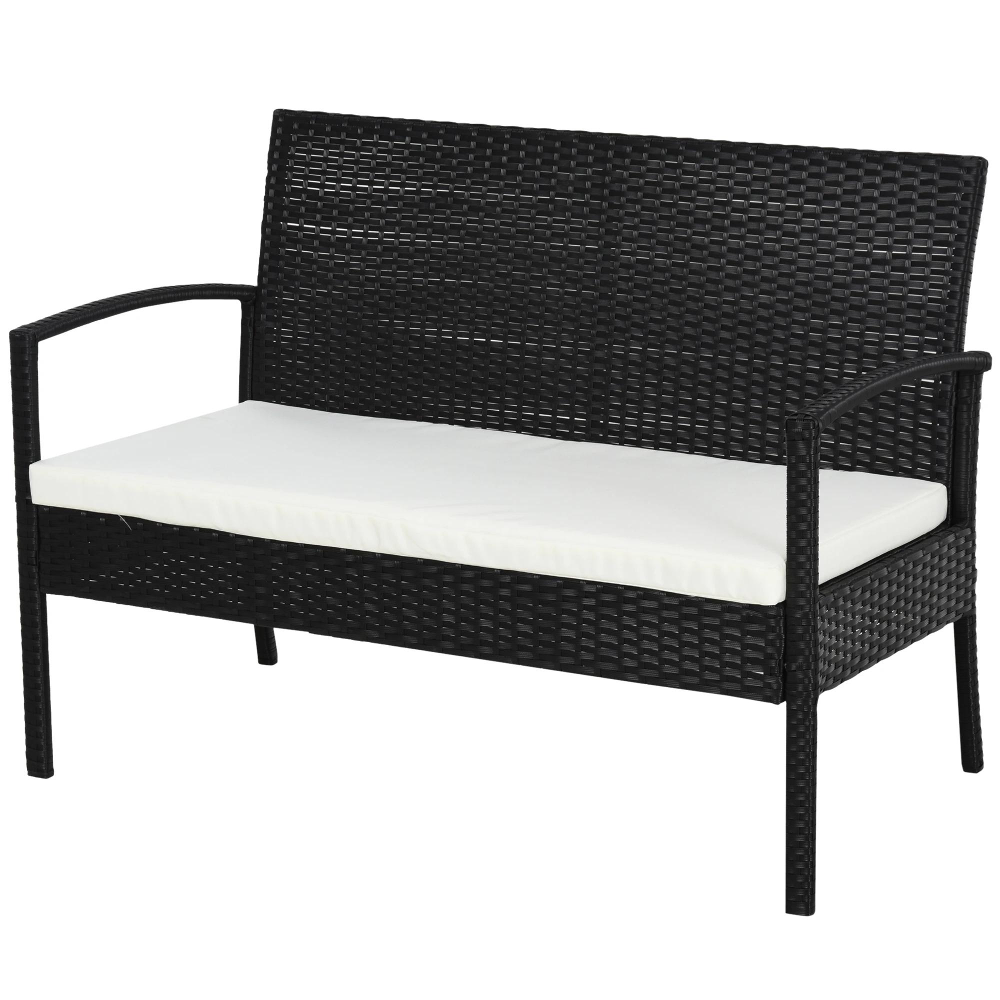 Polyrotan zitgroep 7-delig. Tuinset lounge tuin met zwarte kussens