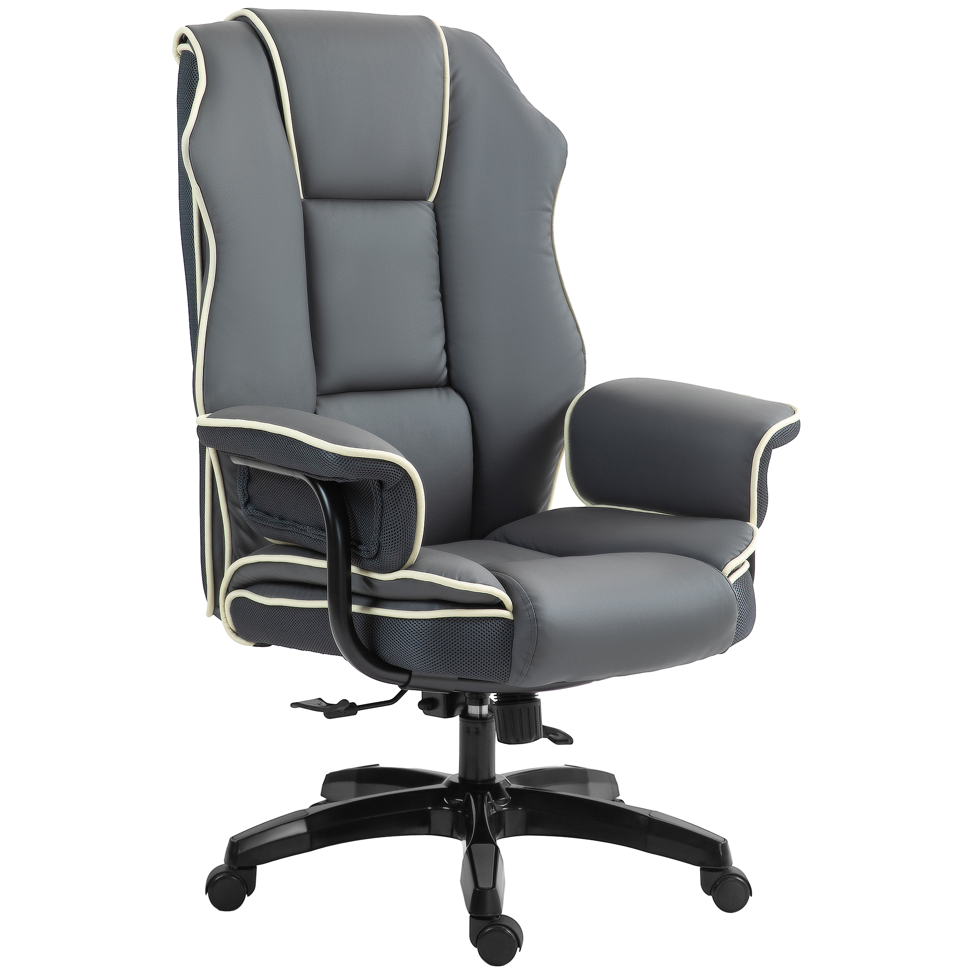 Vinsetto Ergonomische Bureaustoel, Extra Gevoerd, met Leunfunctie, Kunstleer, 76x80x118-124 cm, Donkergrijs