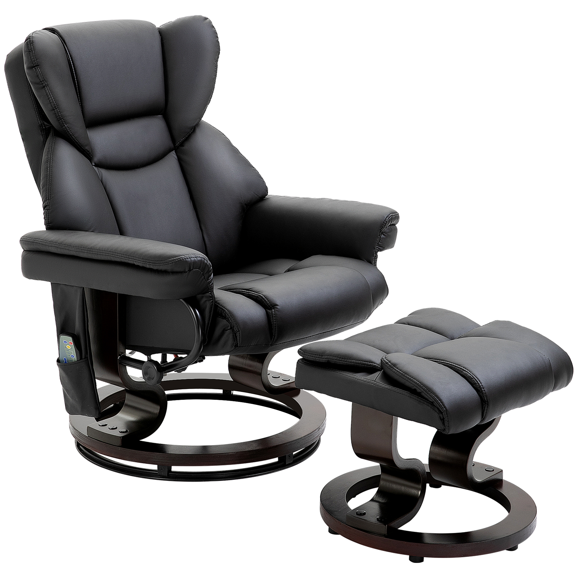 HOMCOM Relaxfauteuil met Massage en Voetenbank, Kunstleer, 79 x 82 x 101 cm, Ligfunctie