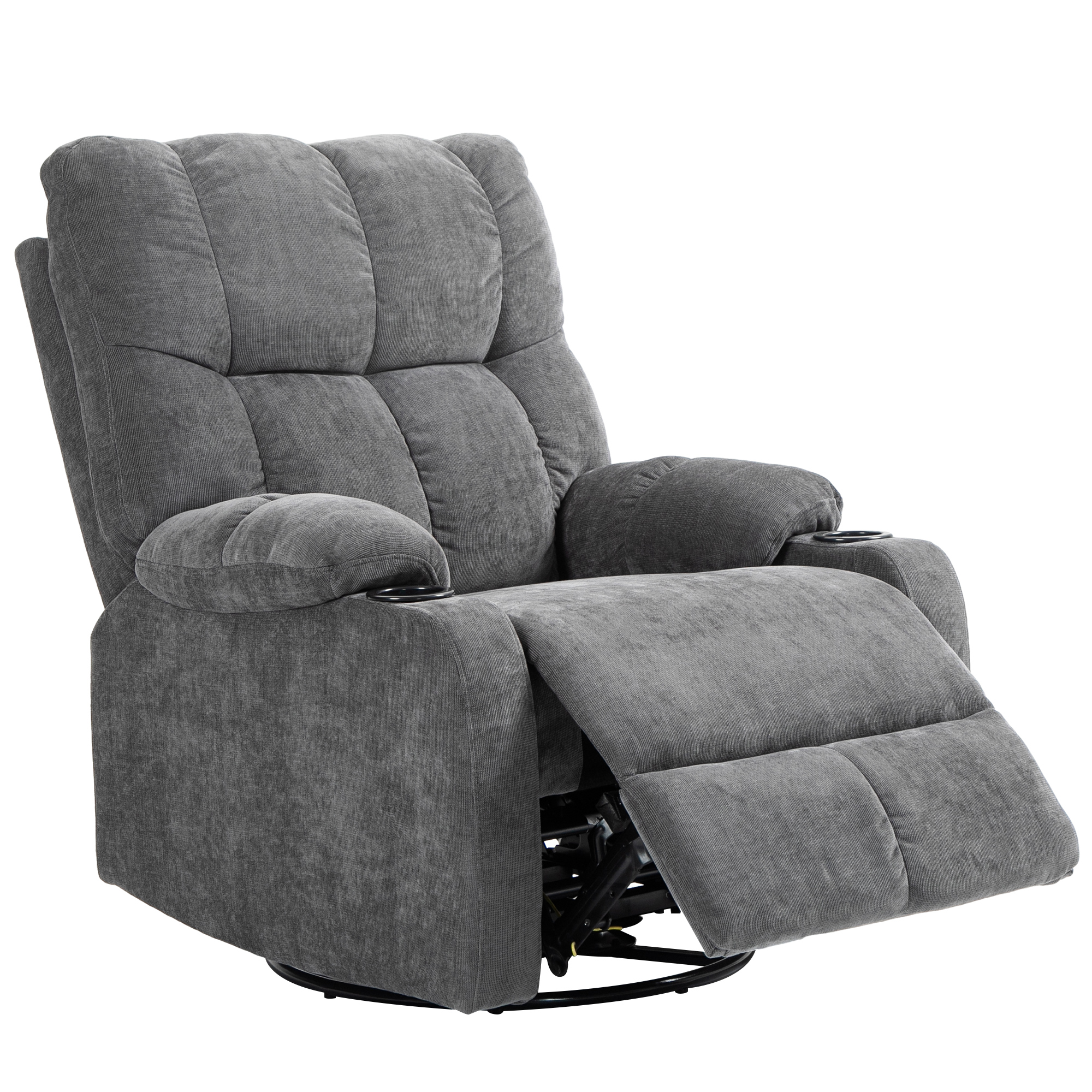 HOMCOM Relaxstoel met Voetsteun, Ligstoel, Draaibaar, tot 150 kg, Stalen Frame, 88x96x108cm, Donkergrijs