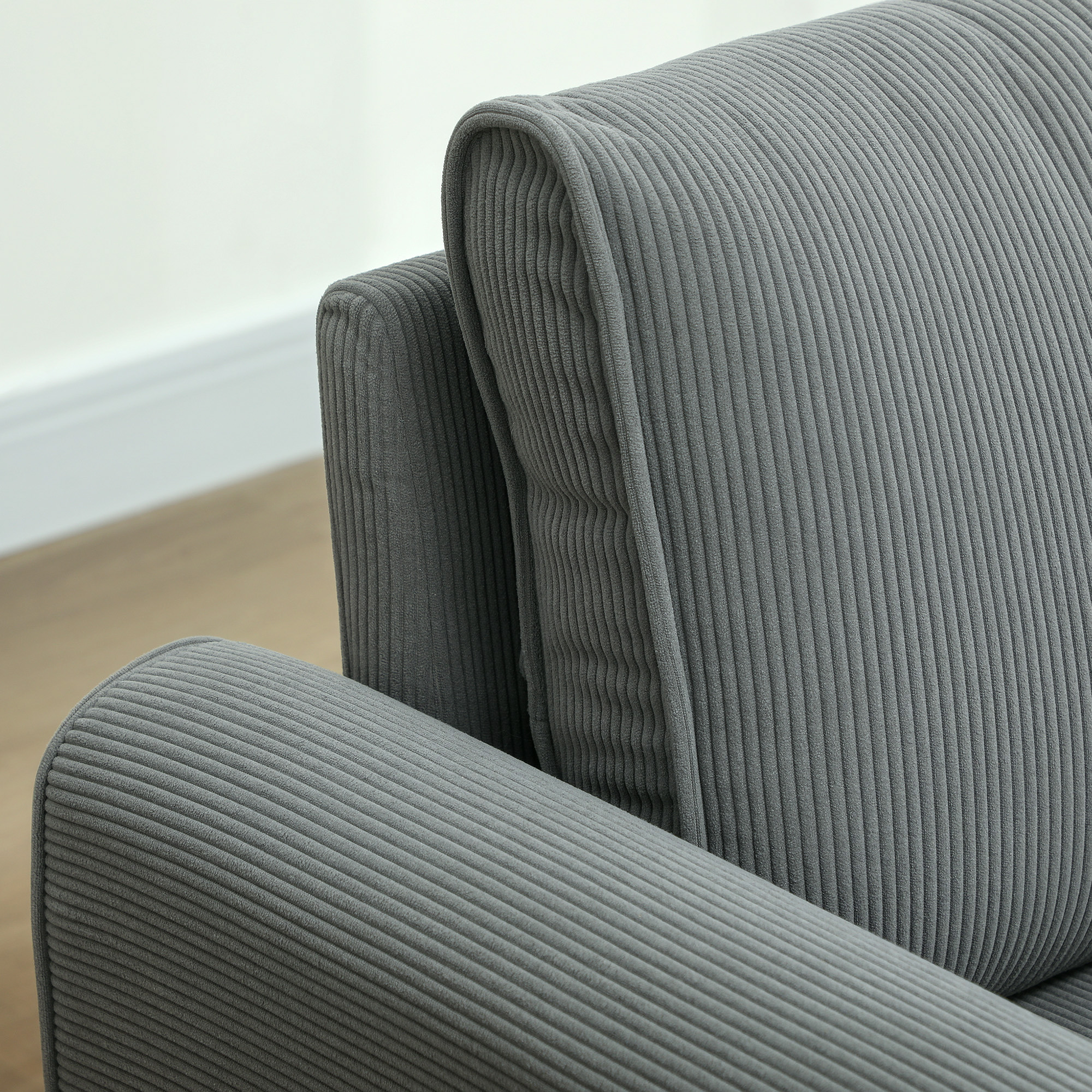 HOMCOM Tweezitsbank, Stoffen Bank, 2 Rugkussens, Corduroy Bekleding, 145 x 75 x 78 cm, Antraciet