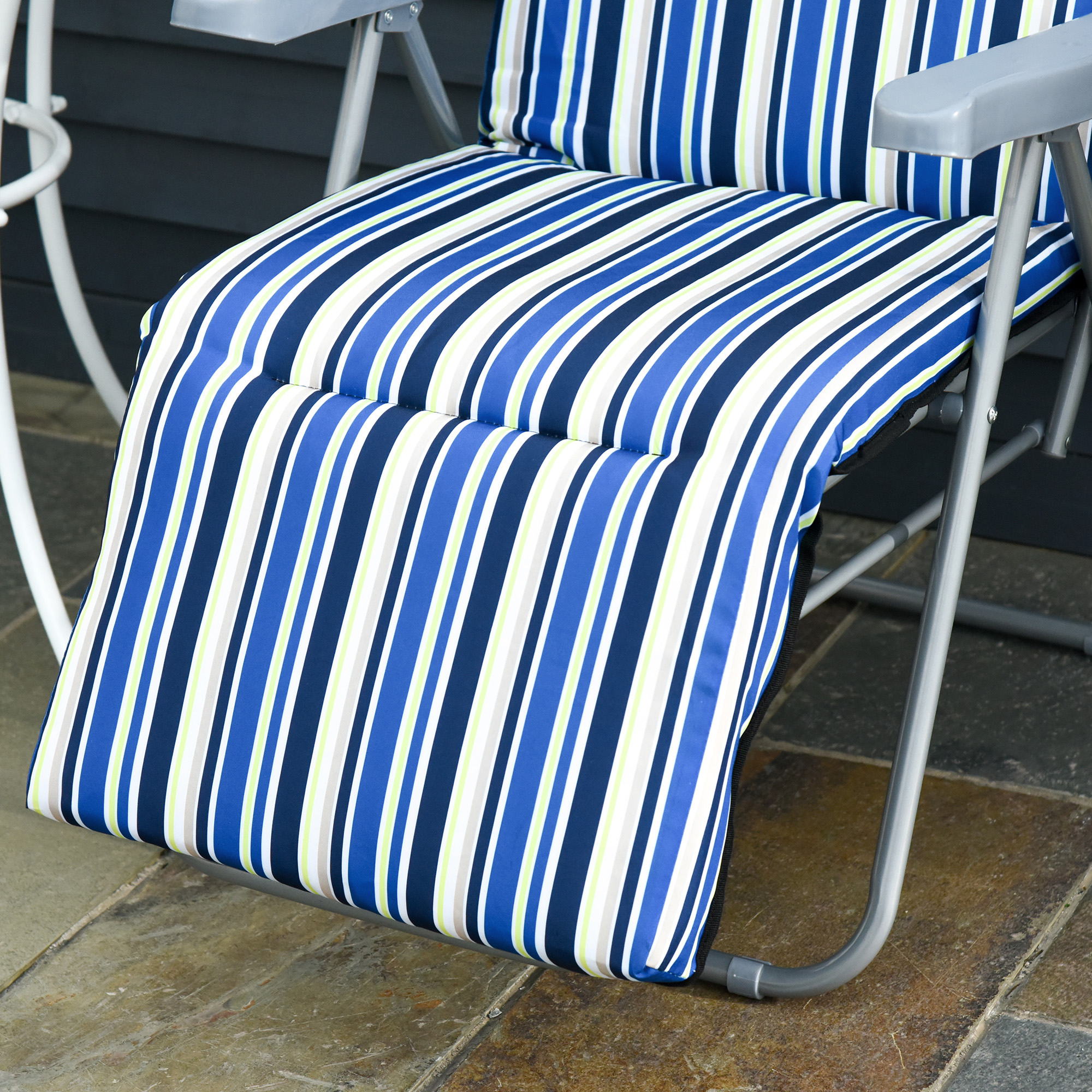 Outsunny ligstoel set met kussens opvouwbaar blauw 60 x 75 x 65-102 cm