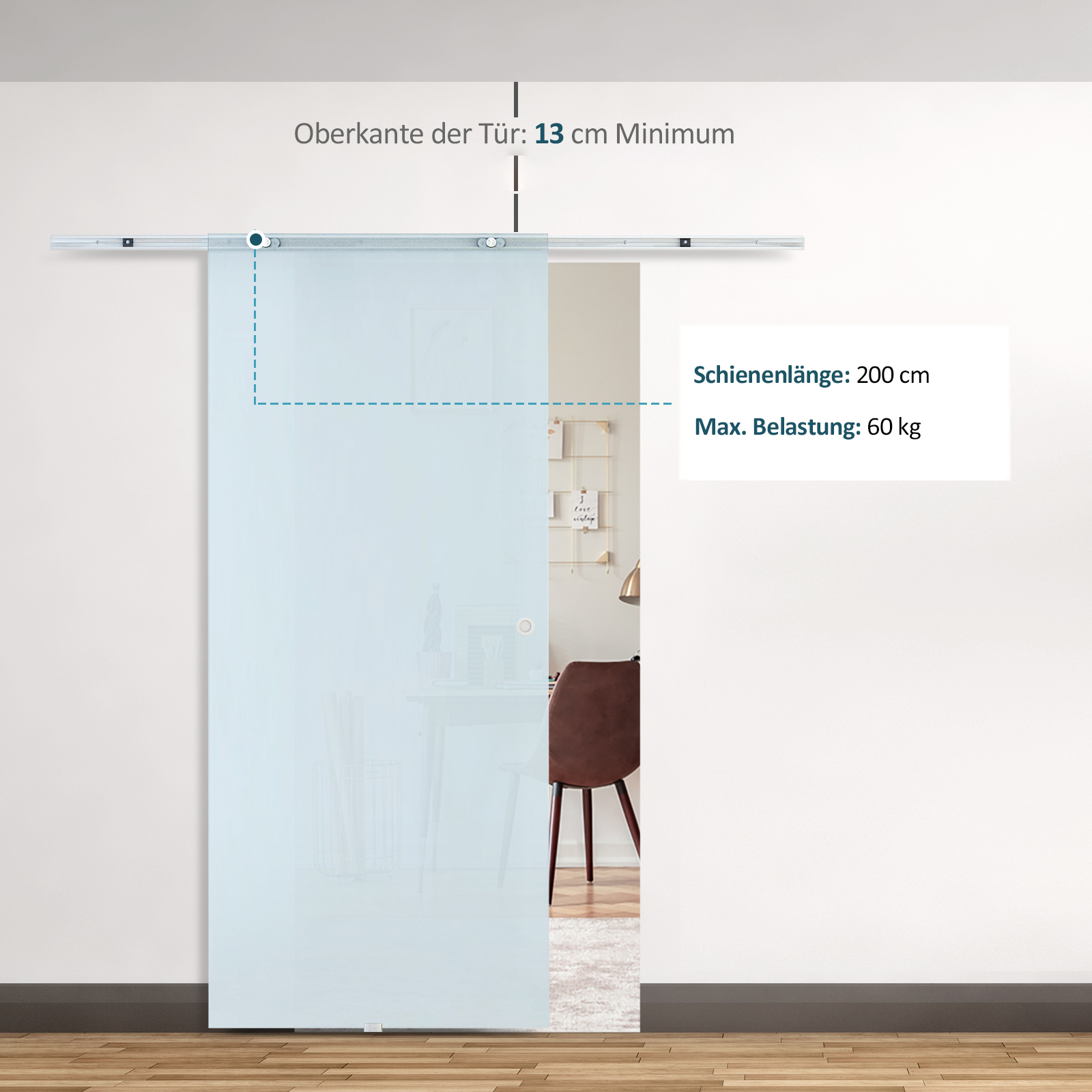 HOMCOM glazen schuifdeur schuifdeur glazen deur kantoor met zonder stroken 775/900/1025 x 2050 mm