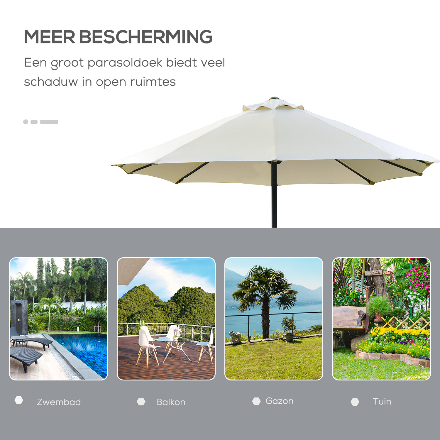 Outsunny parasol ovaal crème wit 440 x 260 cm