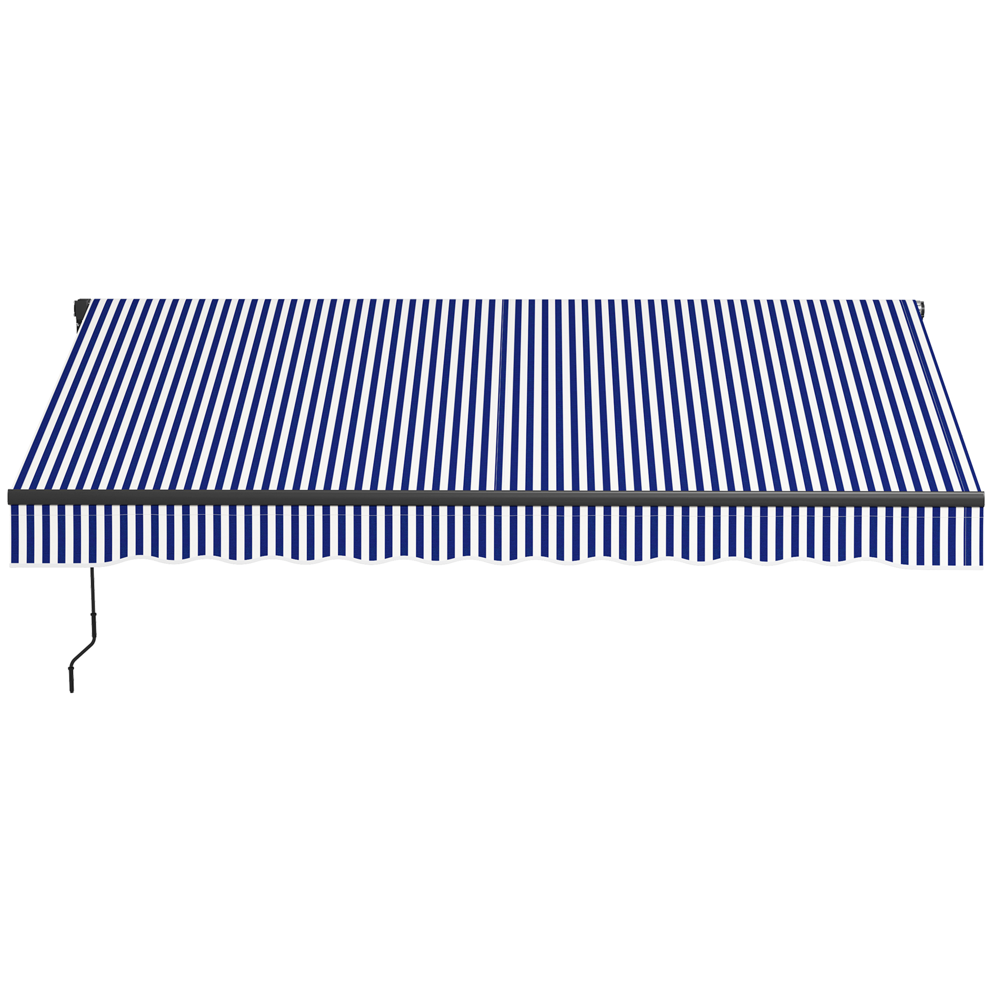 Outsunny Zonneluifel Luifel voor Terras, incl. Handkruk, weerbestendig, 247 cm x 295 cm, Blauw + Wit